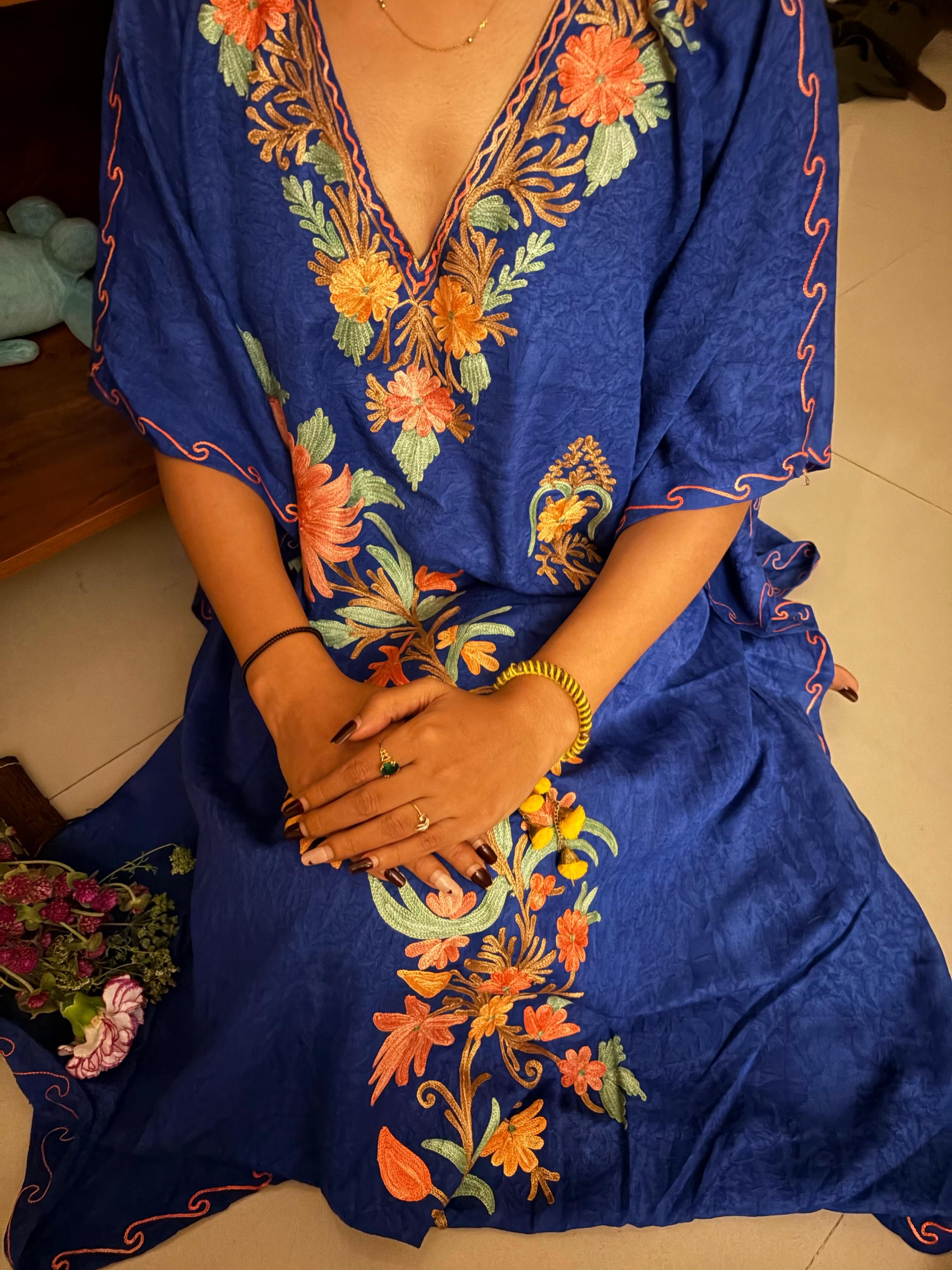 Crushed Cotton Kashmiri Kaftan - Aari