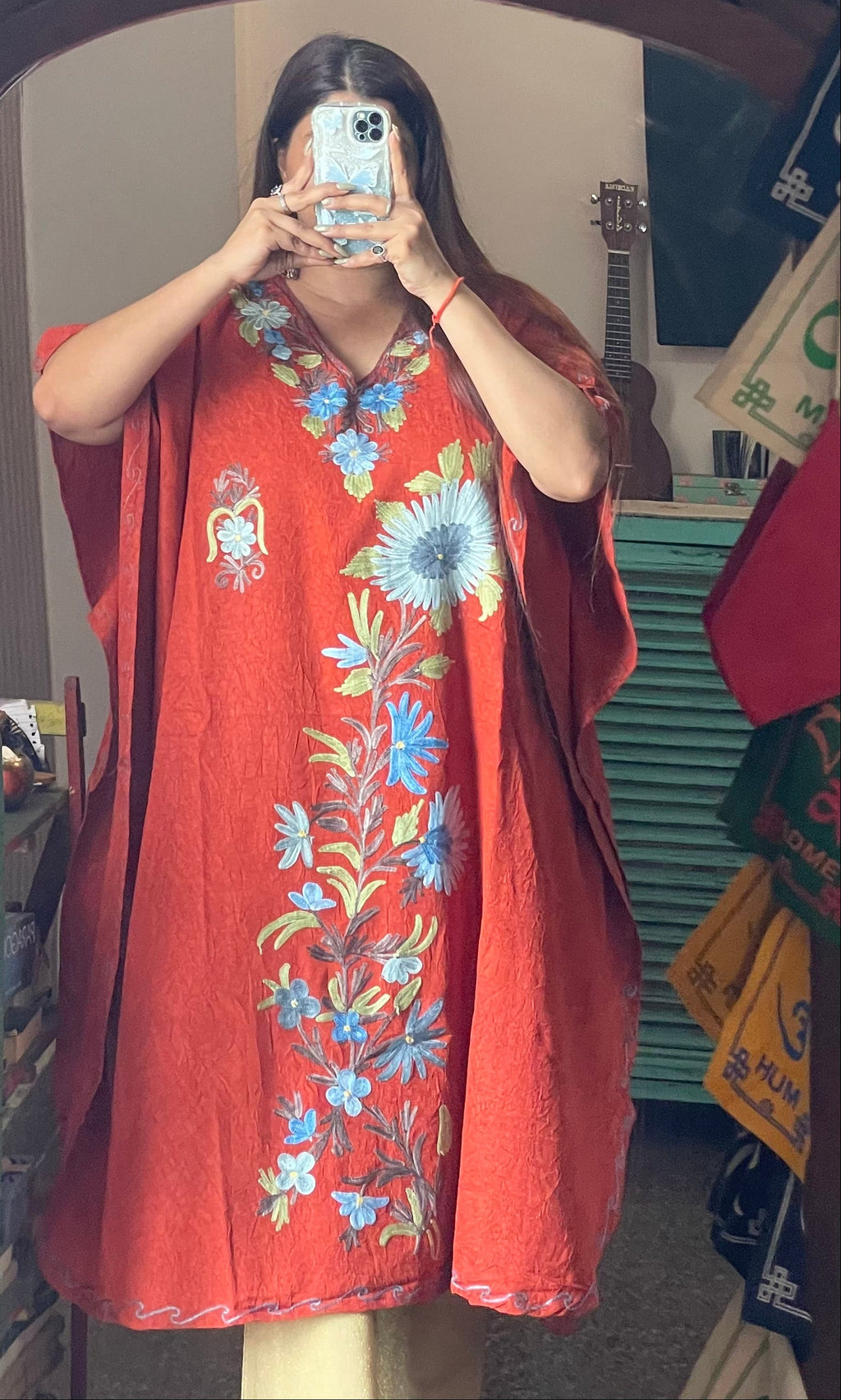 Crushed Cotton Kashmiri Kaftan - Aari