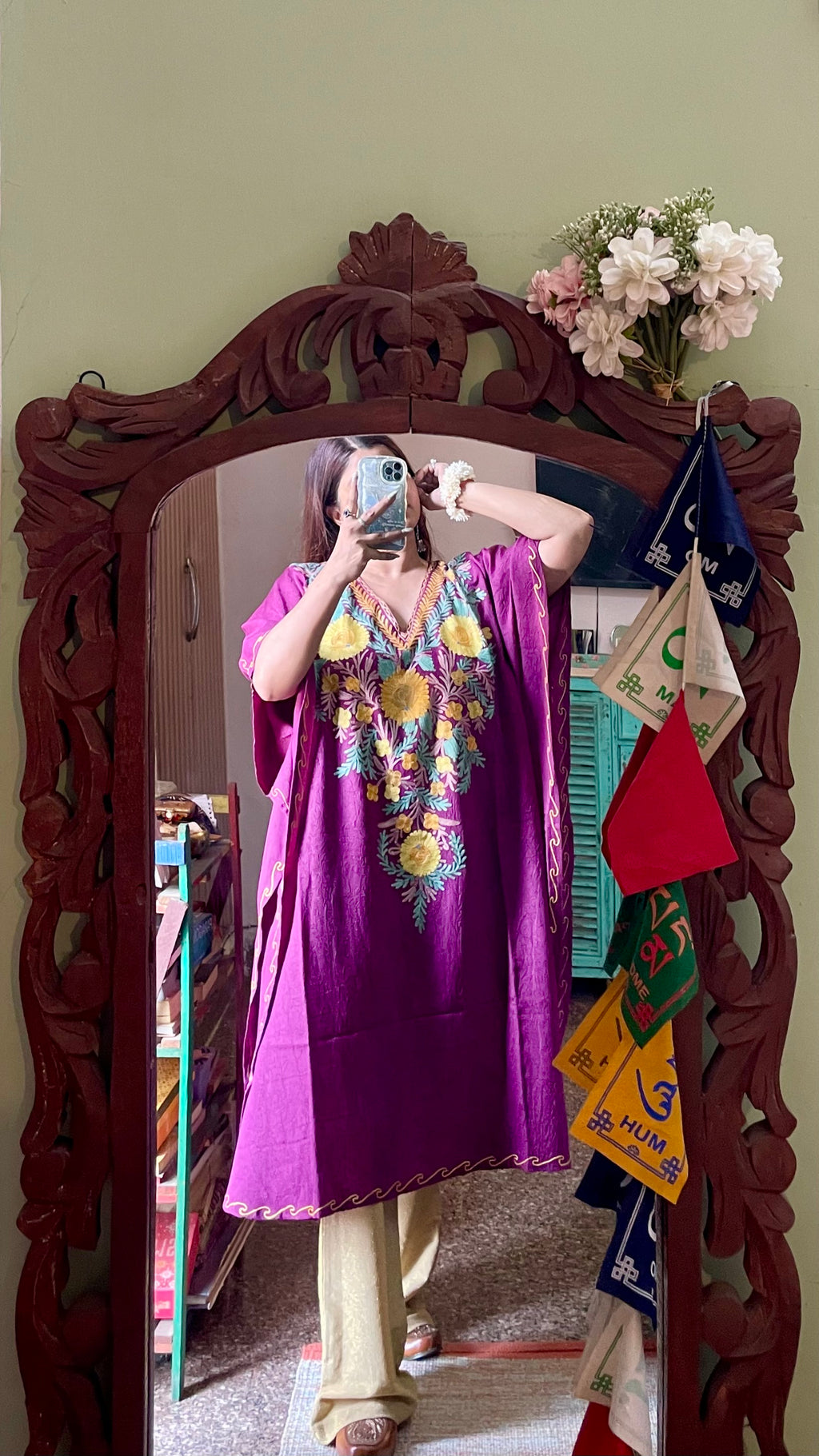 Crushed Cotton Kashmiri Kaftan - Aari