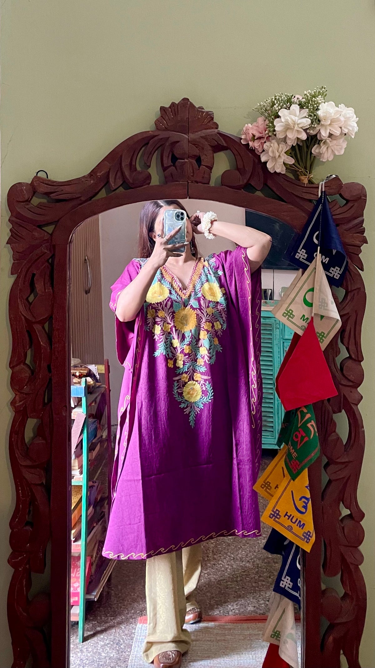 Crushed Cotton Kashmiri Kaftan - Aari