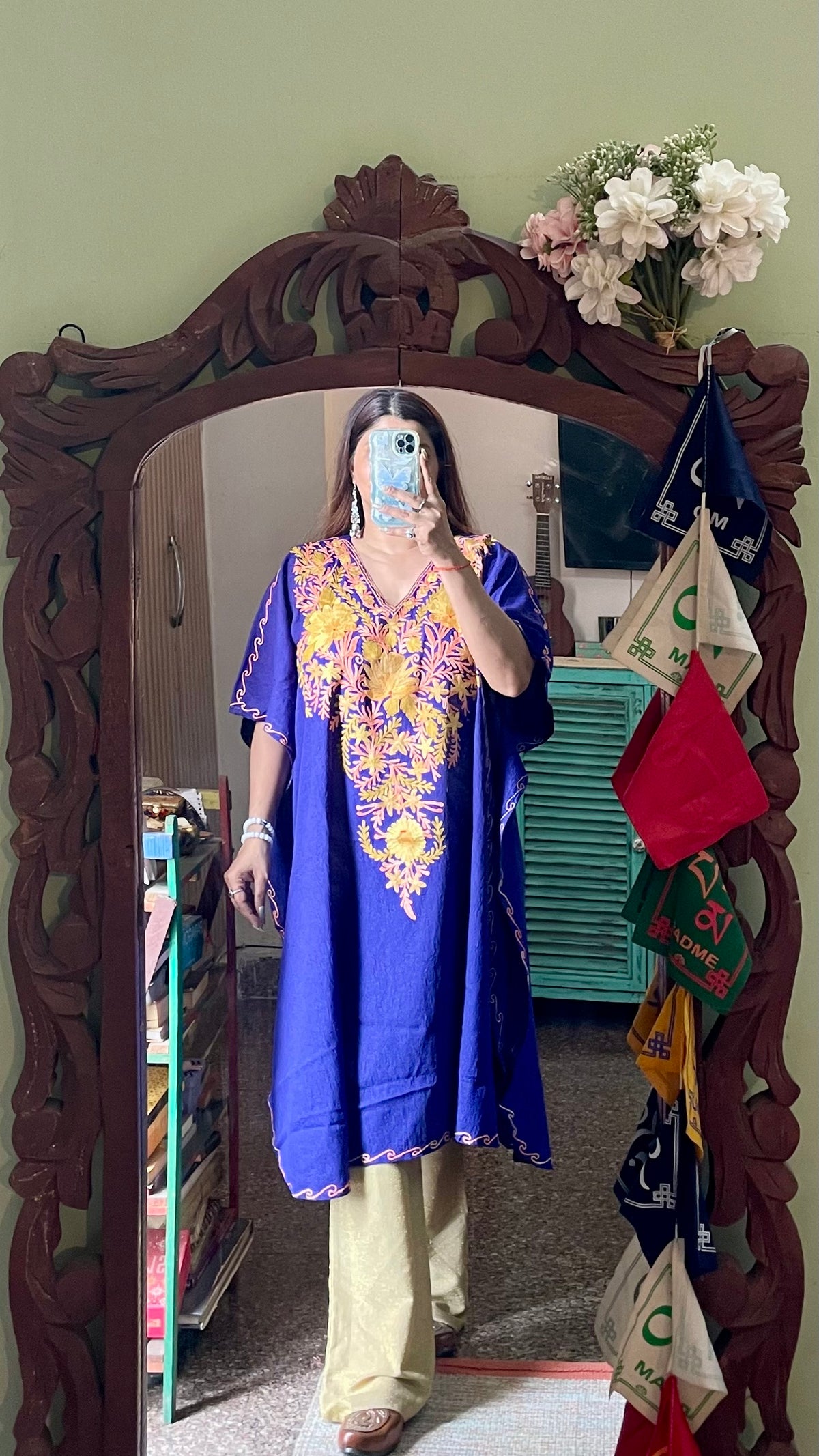 Crushed Cotton Kashmiri Kaftan - Aari