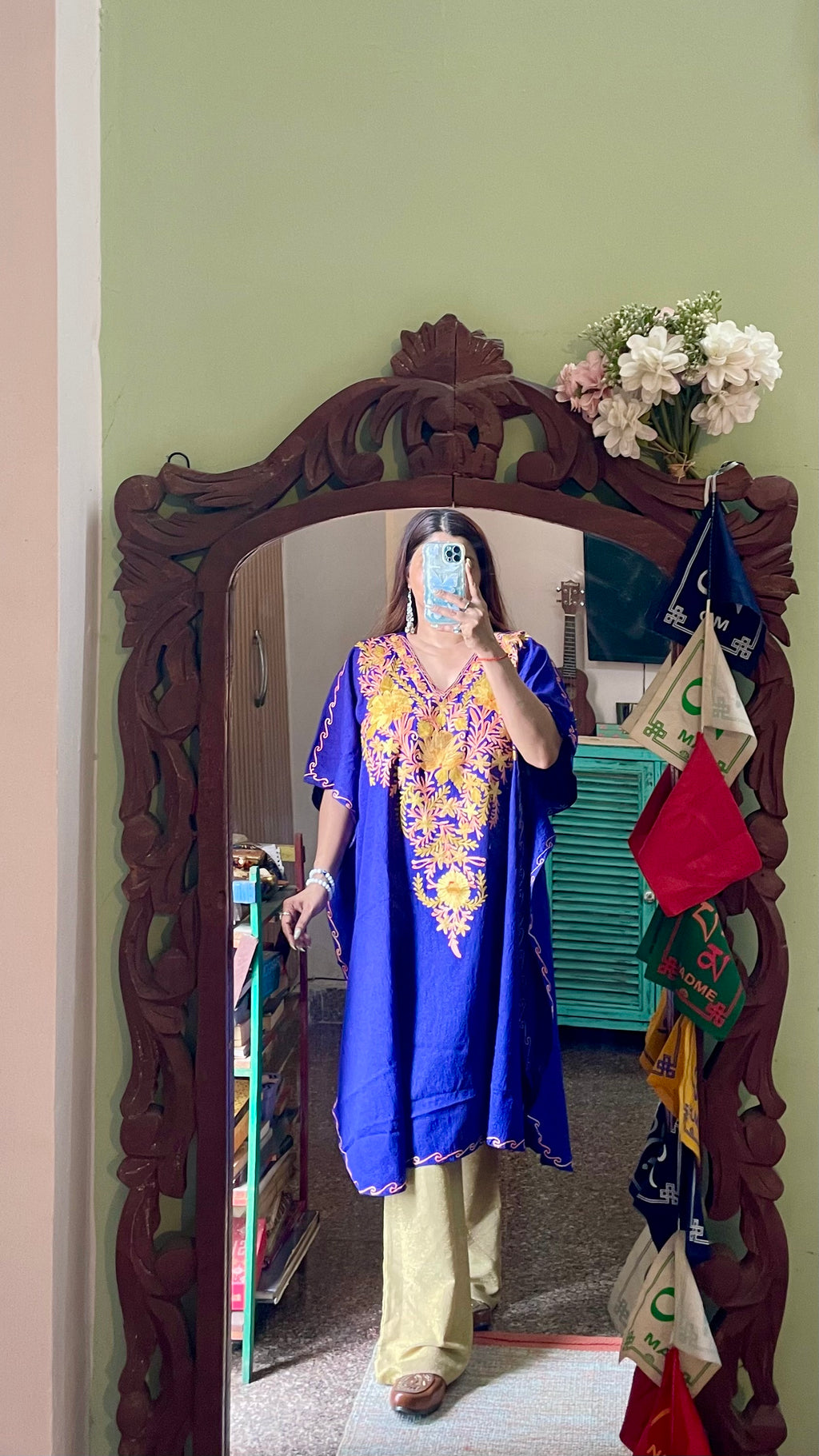 Crushed Cotton Kashmiri Kaftan - Aari
