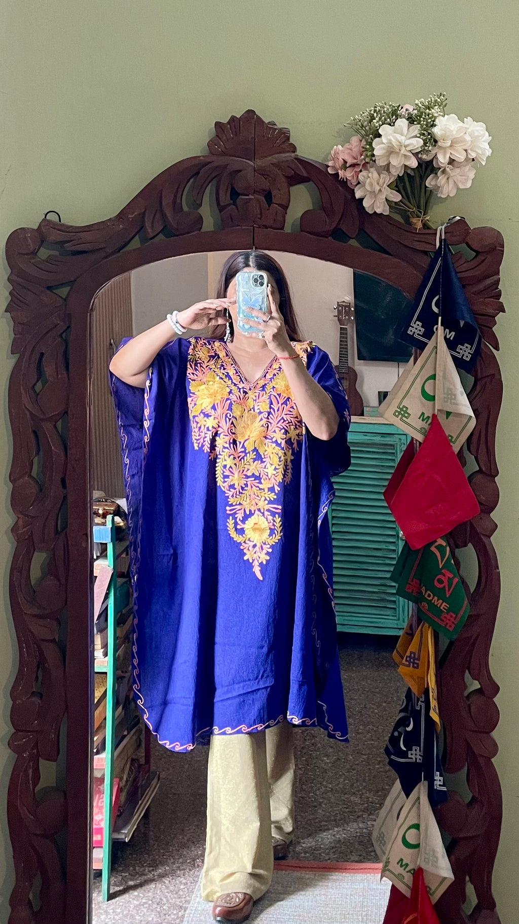Crushed Cotton Kashmiri Kaftan - Aari