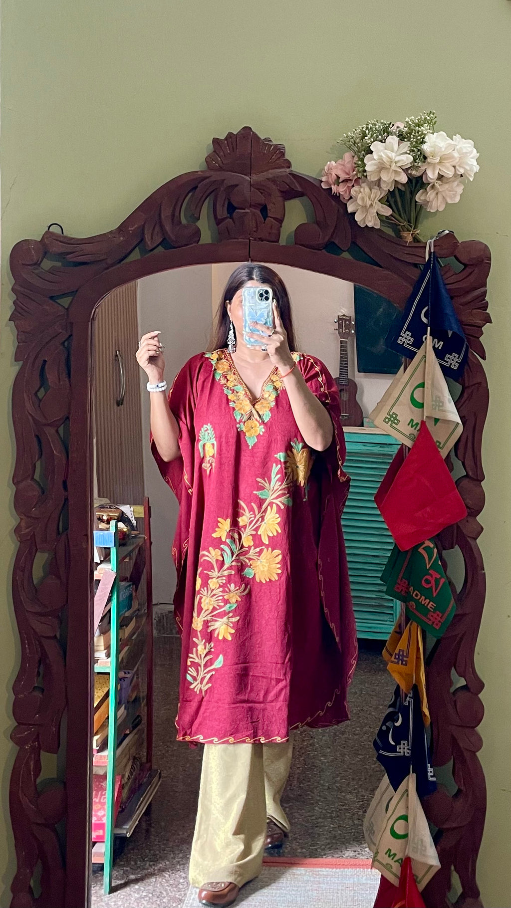 Crushed Cotton Kashmiri Kaftan - Aari
