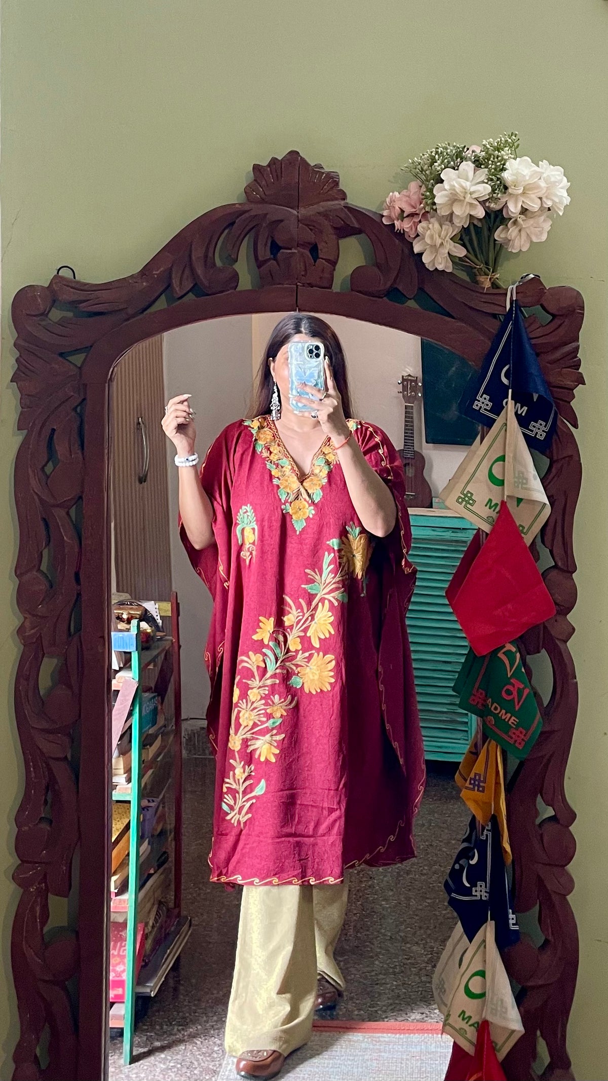 Crushed Cotton Kashmiri Kaftan - Aari