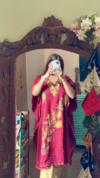 Crushed Cotton Kashmiri Kaftan - Aari