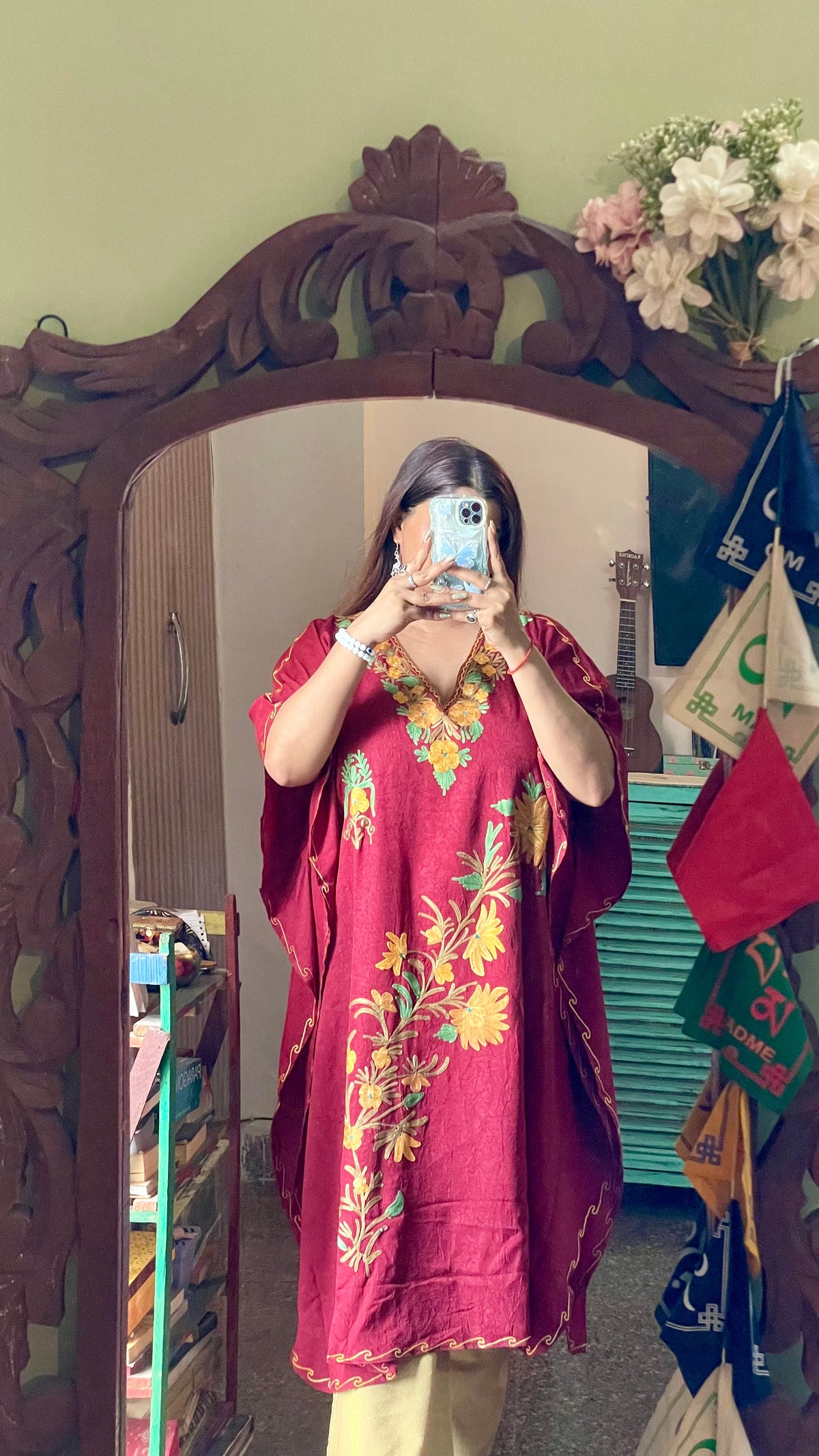 Crushed Cotton Kashmiri Kaftan - Aari