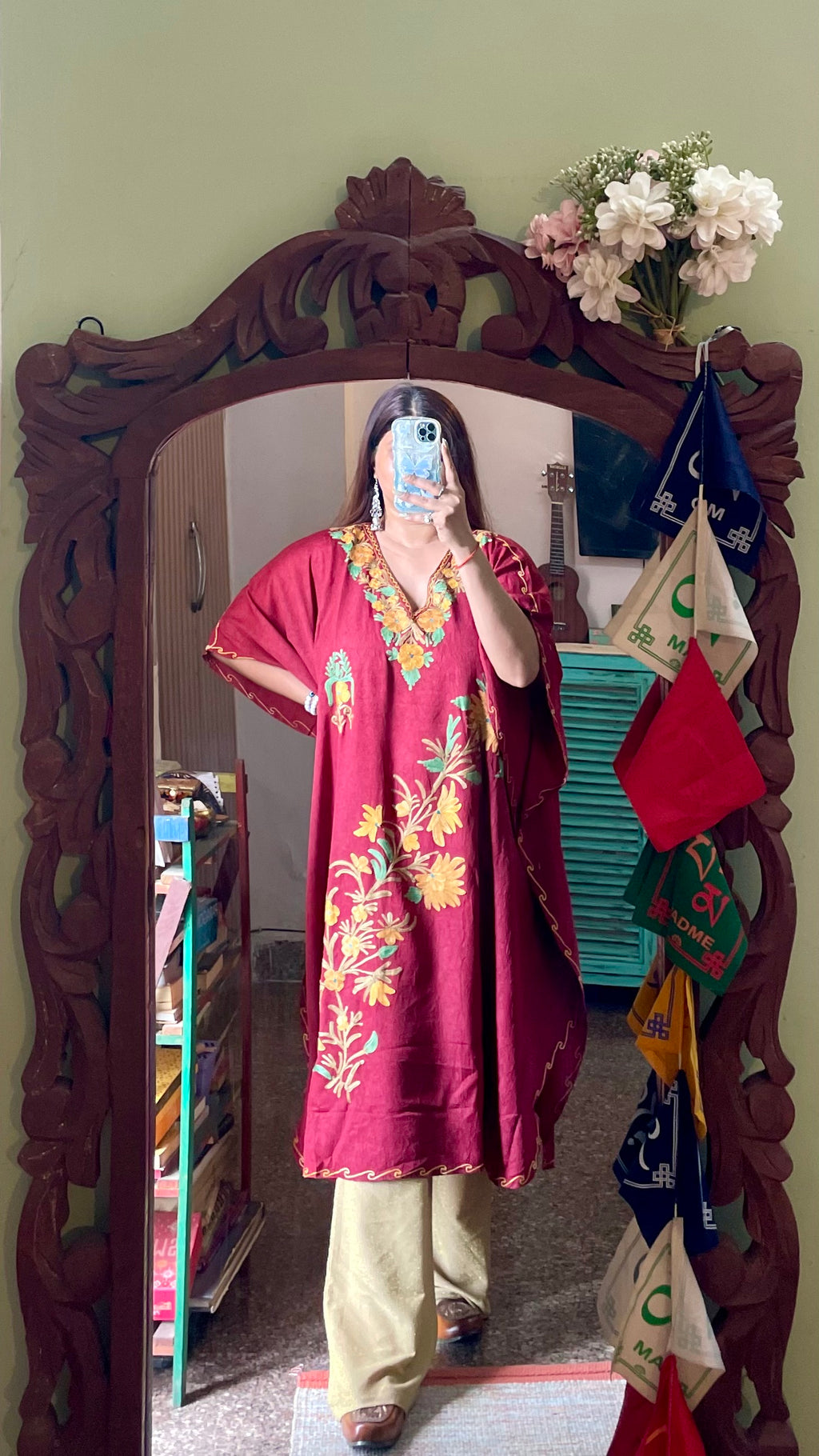 Crushed Cotton Kashmiri Kaftan - Aari