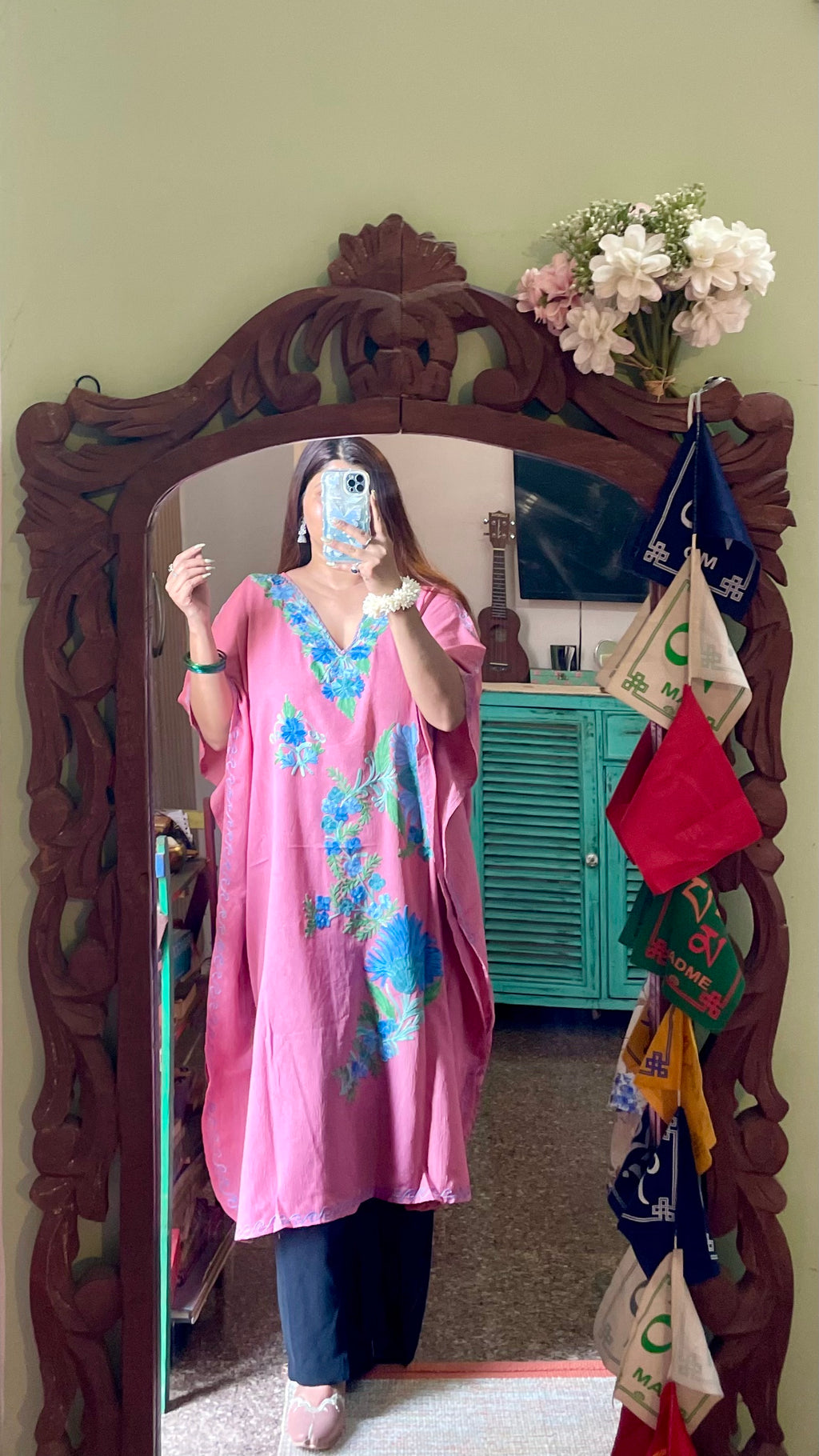 Crushed Cotton Kashmiri Kaftan - Aari
