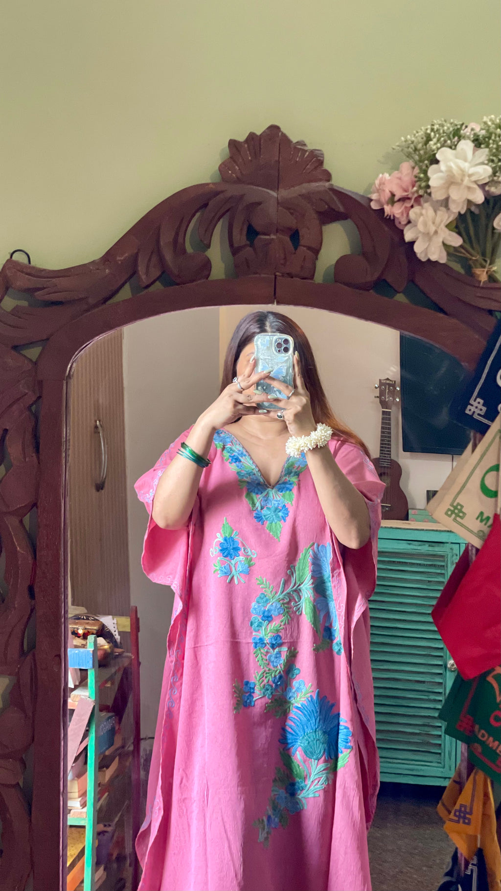 Crushed Cotton Kashmiri Kaftan - Aari