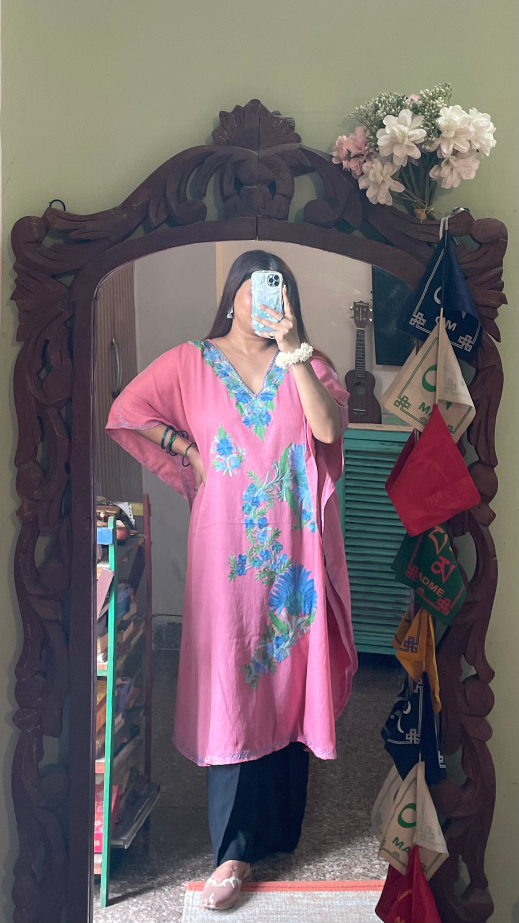 Crushed Cotton Kashmiri Kaftan - Aari