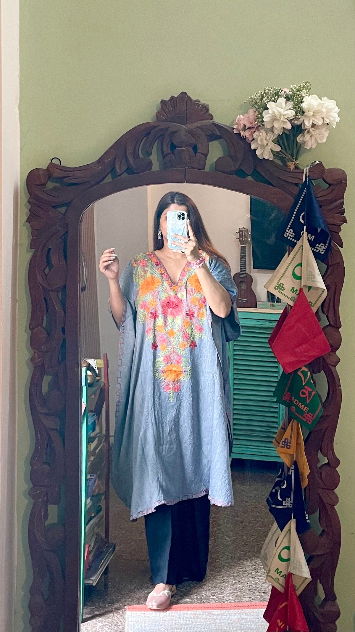 Crushed Cotton Kashmiri Kaftan - Aari