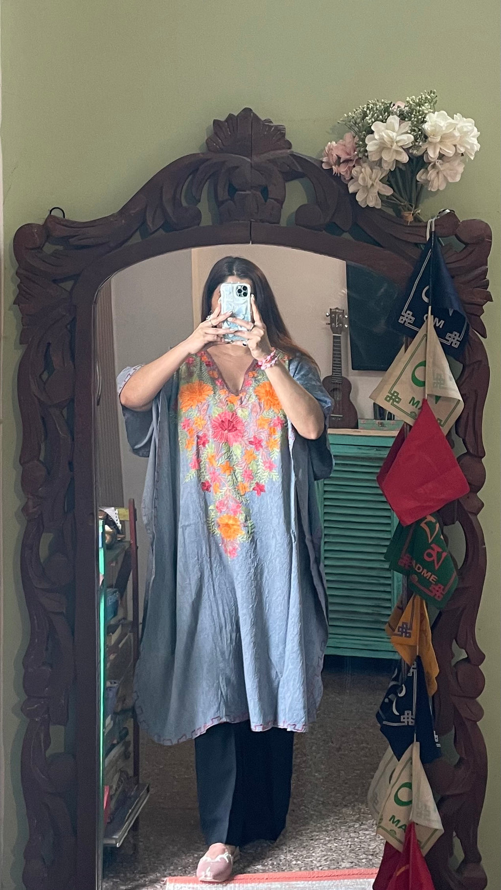 Crushed Cotton Kashmiri Kaftan - Aari