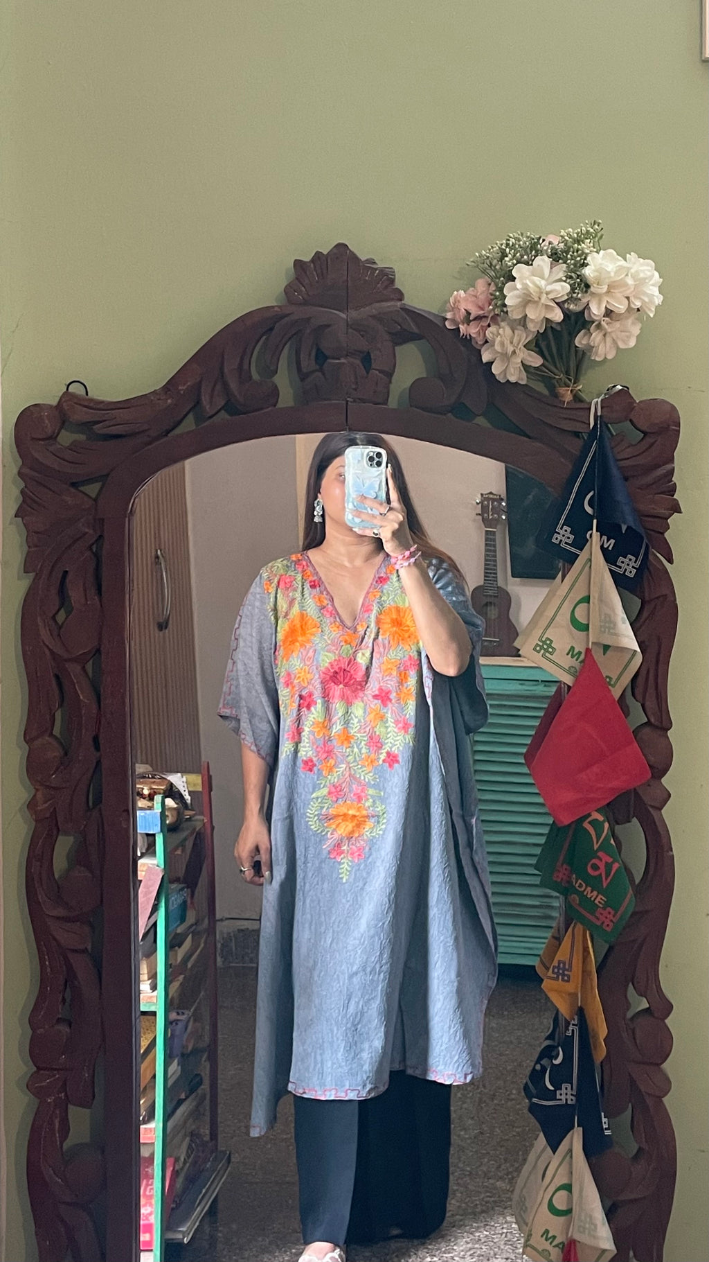 Crushed Cotton Kashmiri Kaftan - Aari