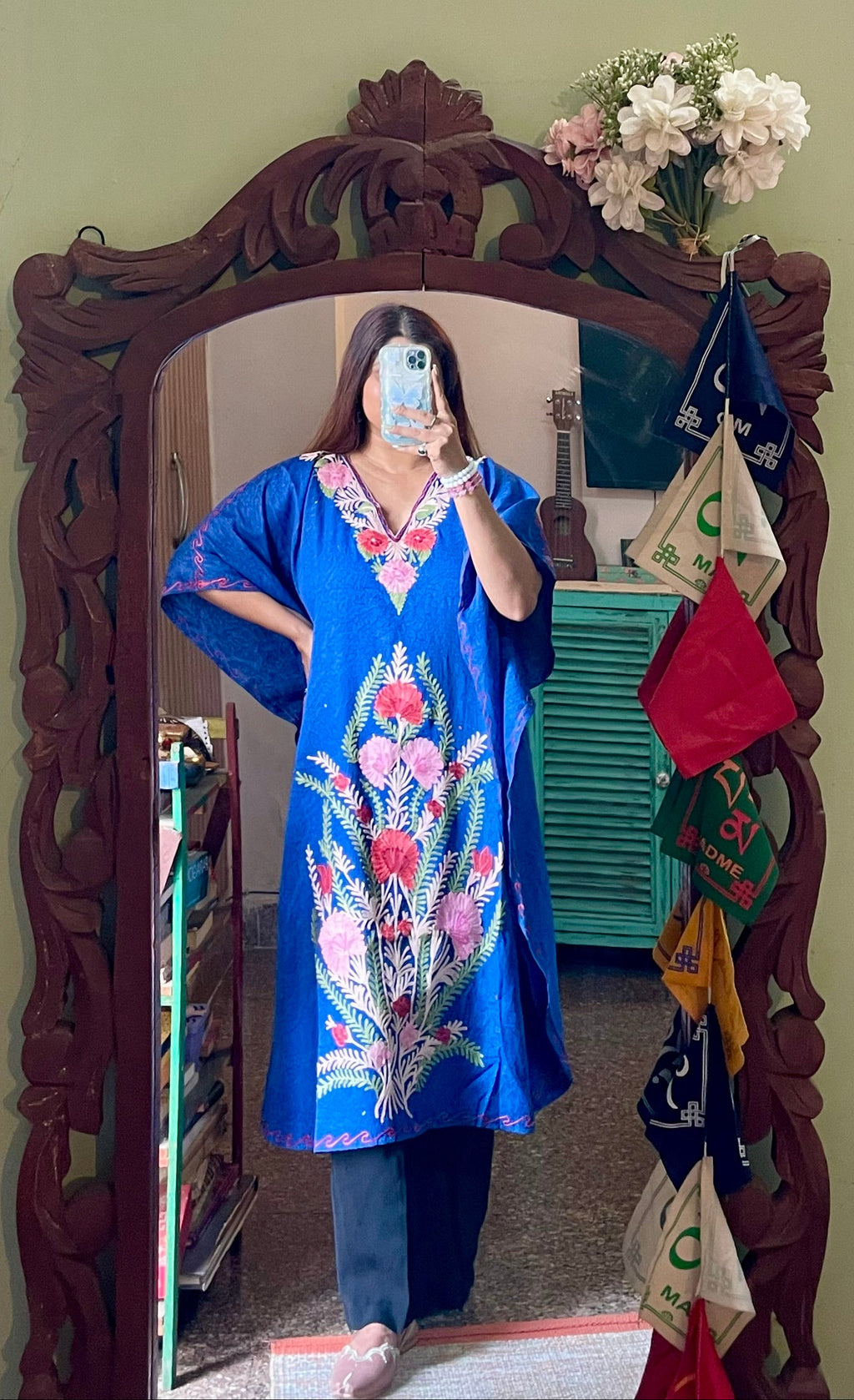 Crushed Cotton Kashmiri Kaftan - Aari