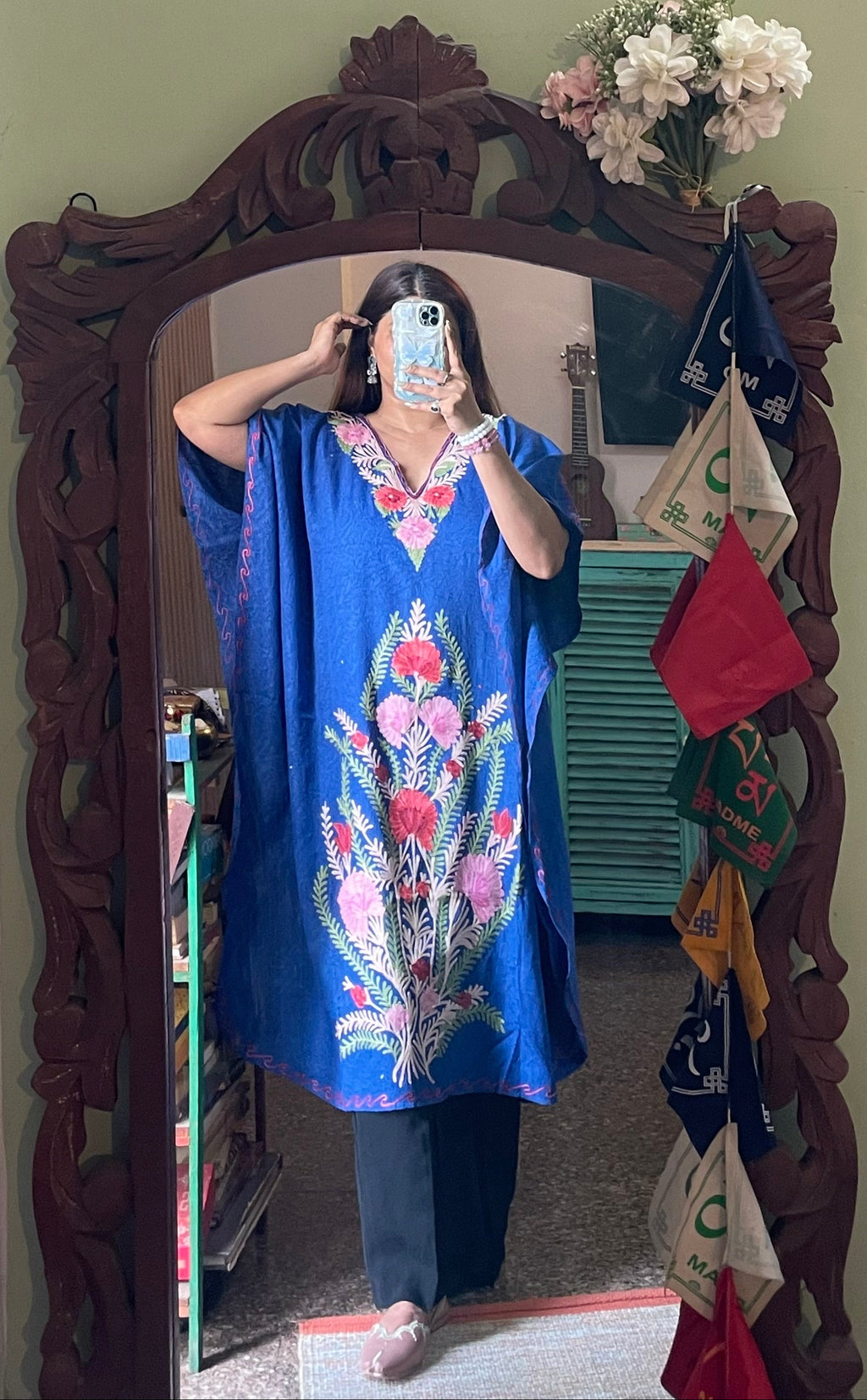 Crushed Cotton Kashmiri Kaftan - Aari
