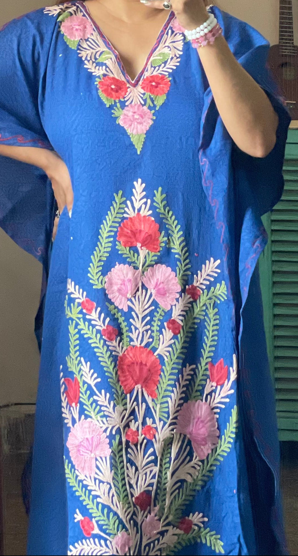 Crushed Cotton Kashmiri Kaftan - Aari