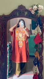 Crushed Cotton Kashmiri Kaftan - Aari