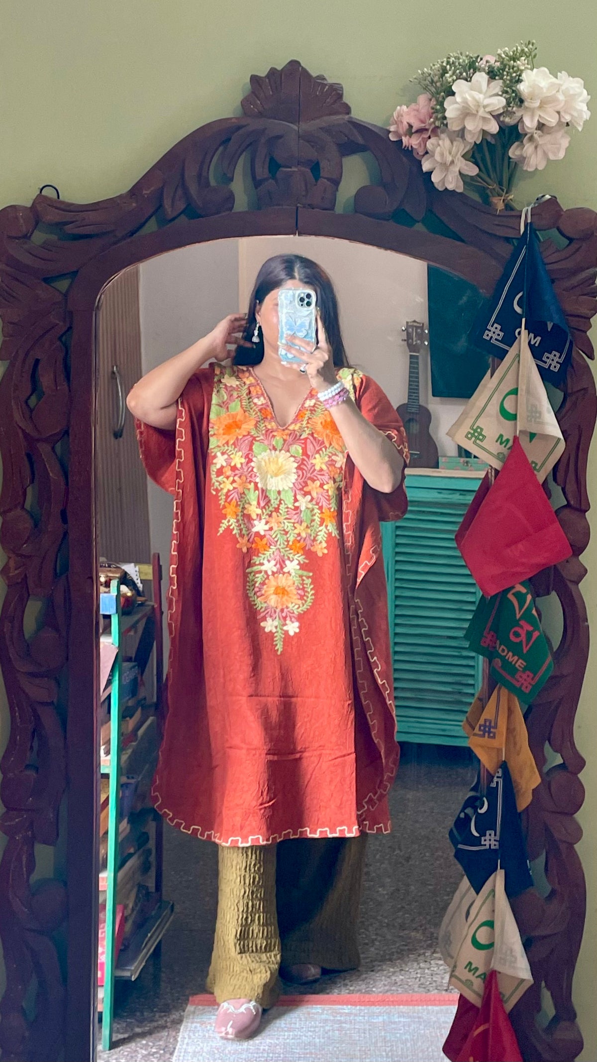 Crushed Cotton Kashmiri Kaftan - Aari