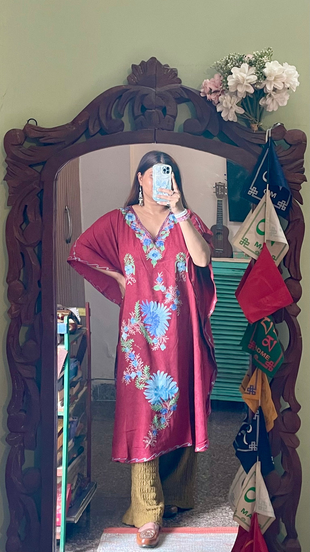 Crushed Cotton Kashmiri Kaftan - Aari