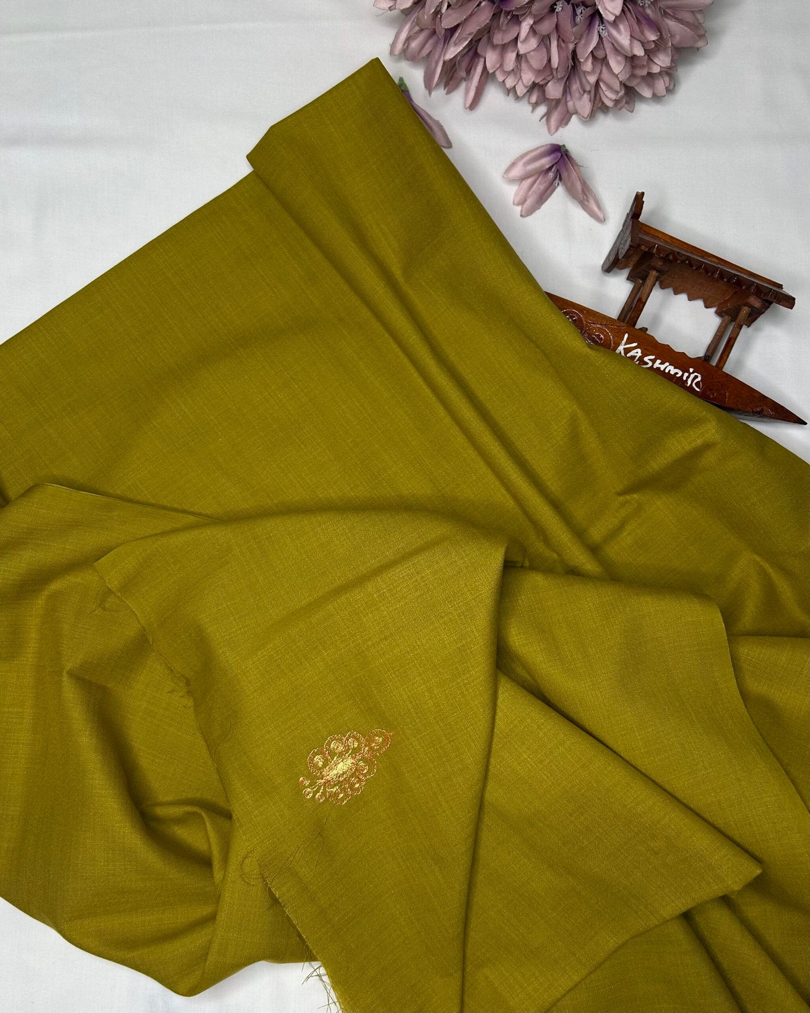 Soft Summer Cotton Unstitched Suit, Embroidered with Kashmiri Tilla Work – 3pc Set
