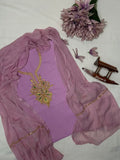 Soft Summer Cotton Unstitched Suit, Embroidered with Kashmiri Tilla Work â€“ 3pc Set