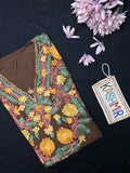 Crushed Cotton Kashmiri Kaftan - Chocolate Brown