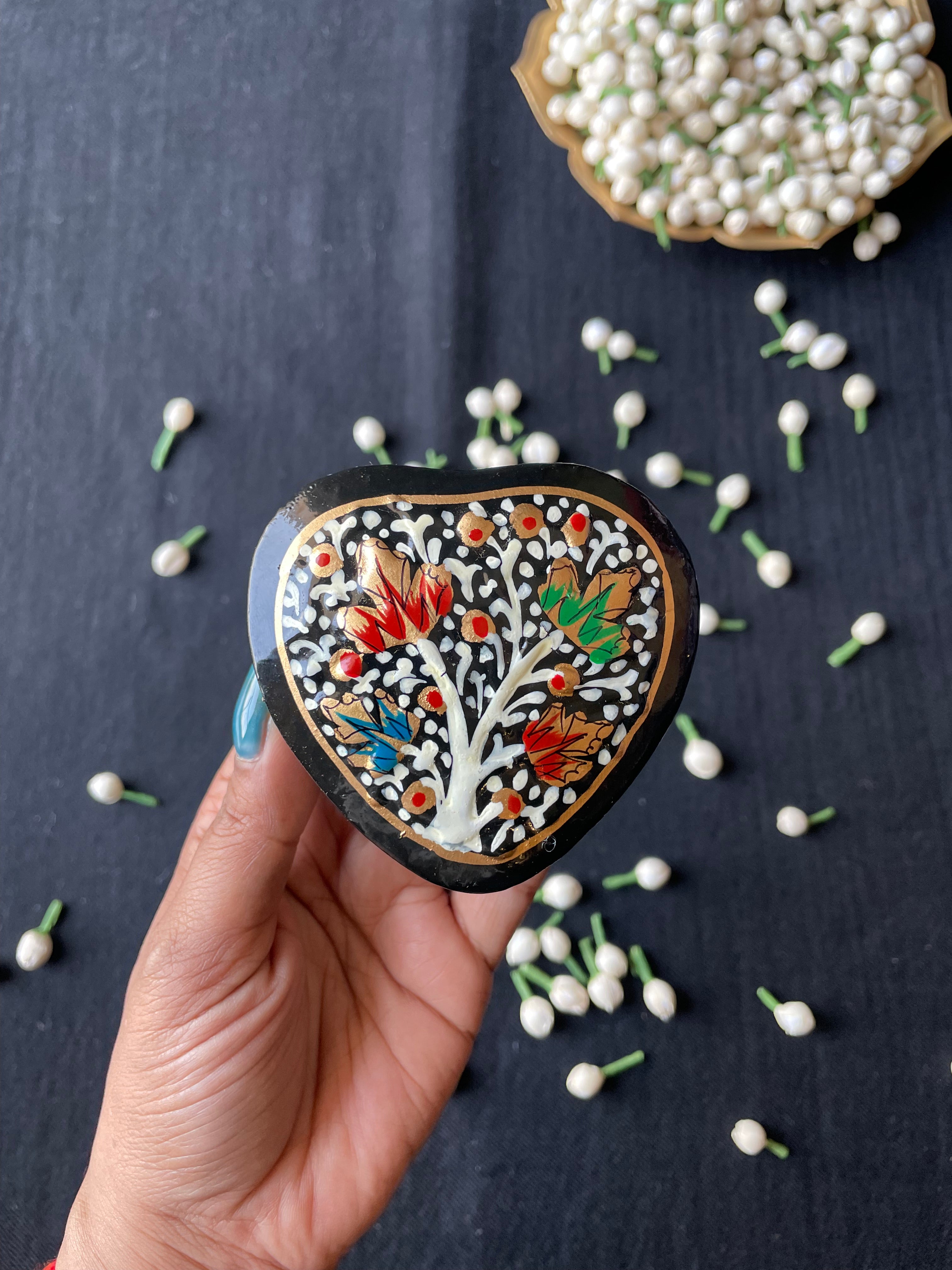 Papier-Mâché Trinket Box — Hand-Painted