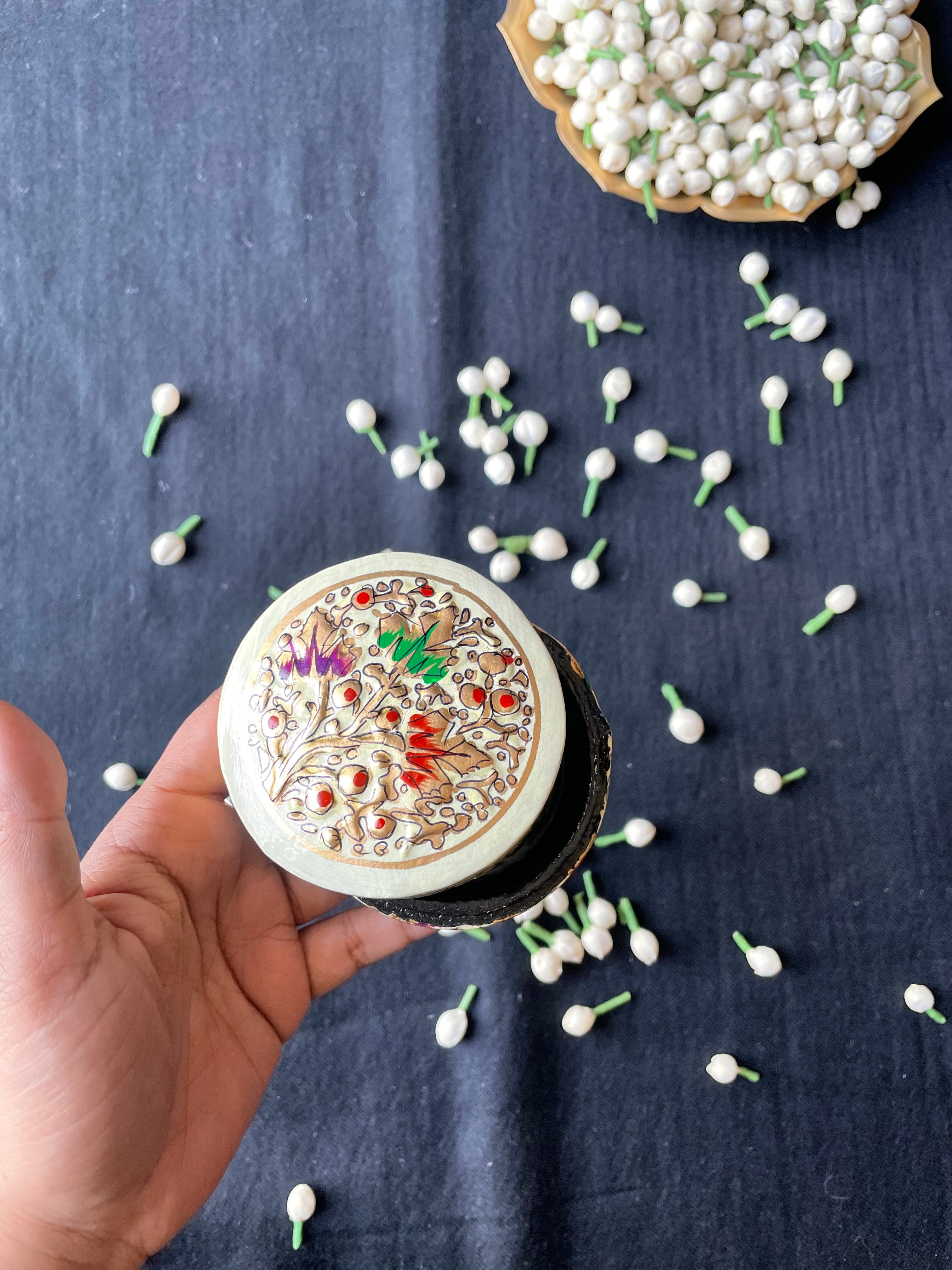 Papier-Mâché Trinket Box — Hand-Painted