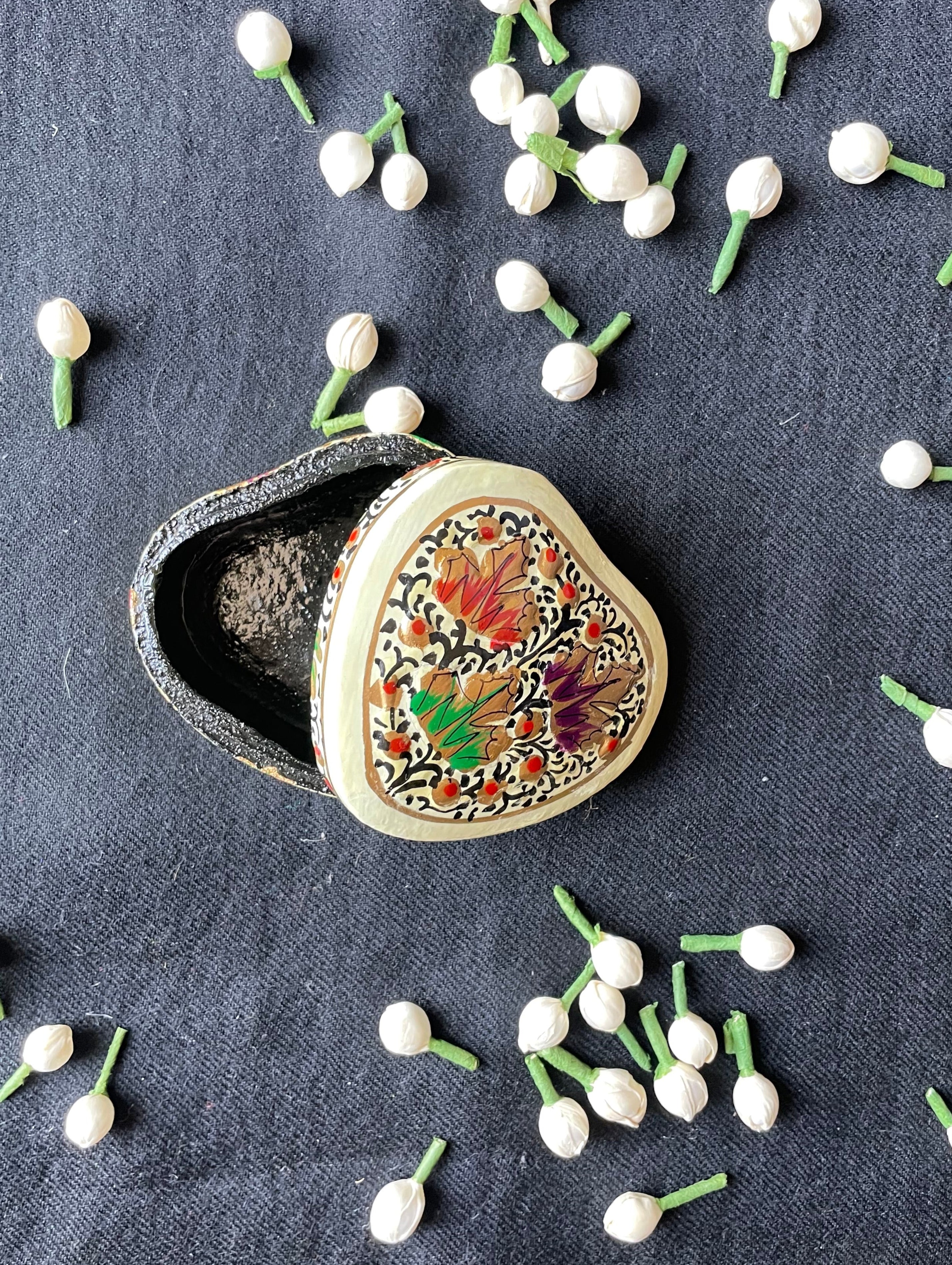 Papier-Mâché Trinket Box — Hand-Painted