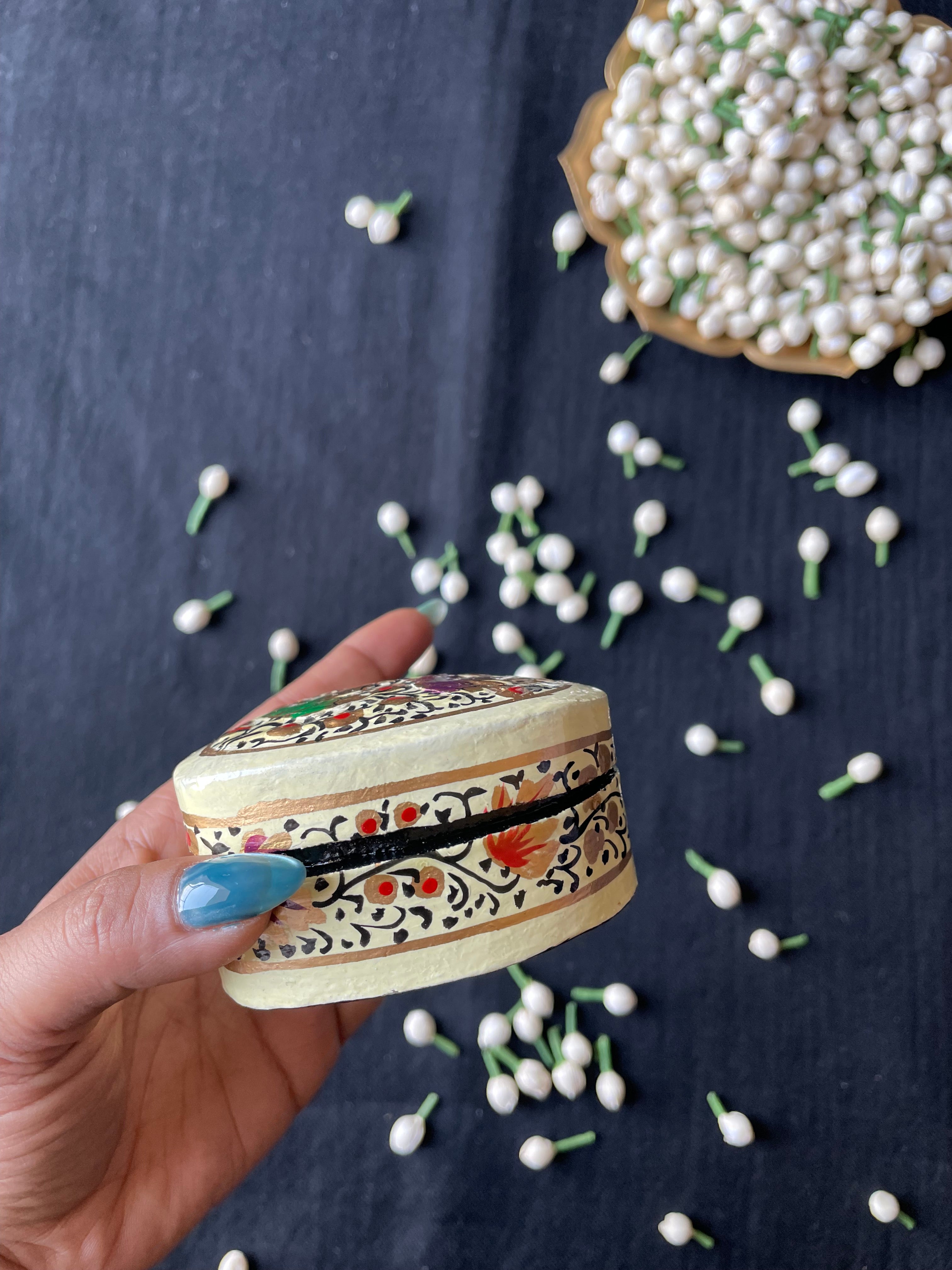 Papier-Mâché Trinket Box — Hand-Painted