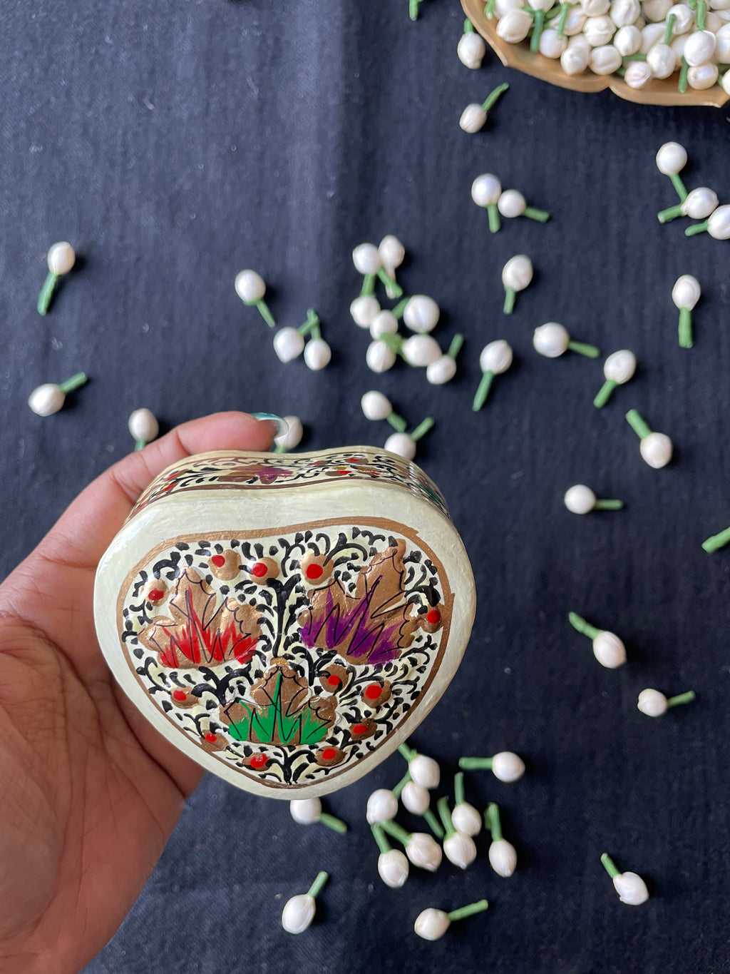 Papier-Mâché Trinket Box — Hand-Painted