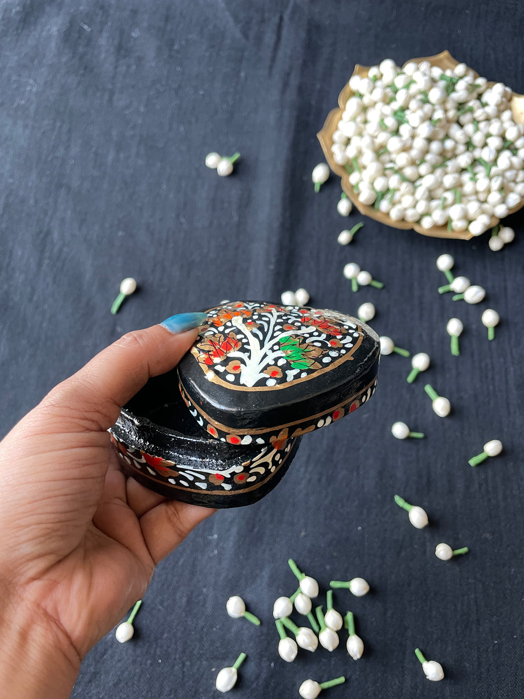 Papier-Mâché Trinket Box — Hand-Painted