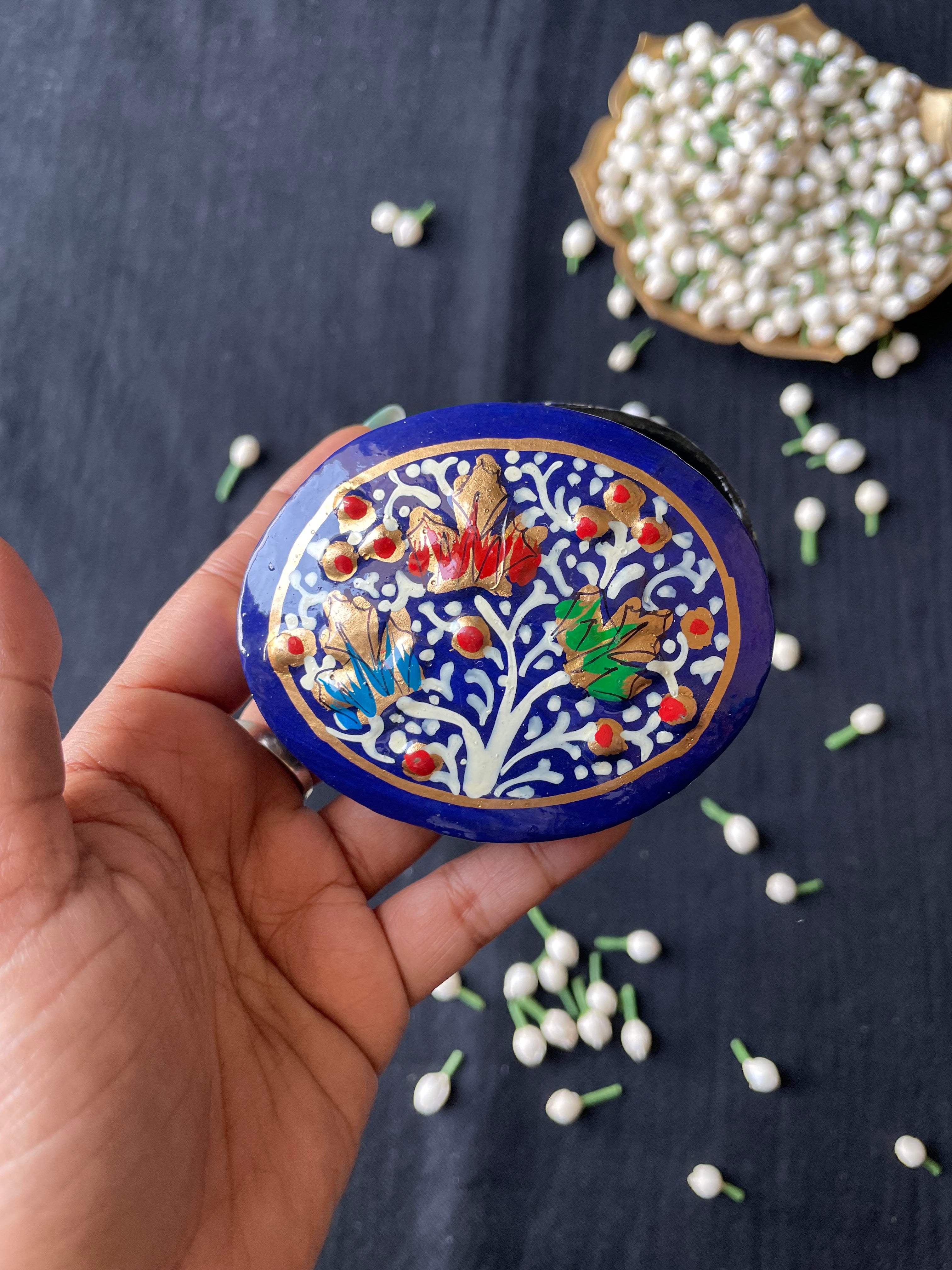 Papier-Mâché Trinket Box — Hand-Painted