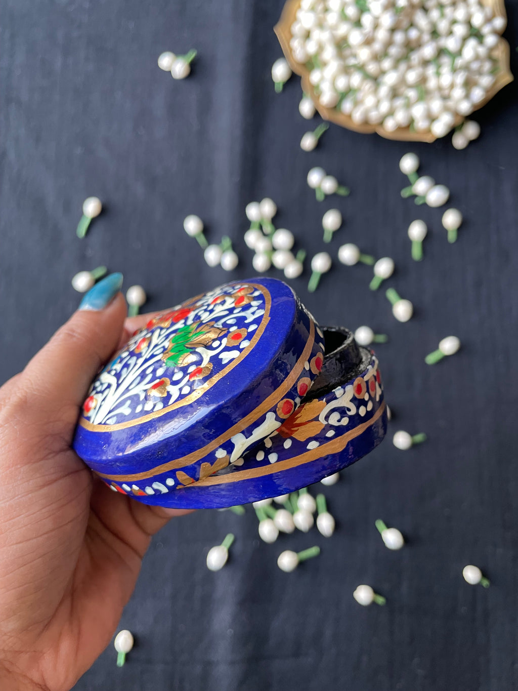 Papier-Mâché Trinket Box — Hand-Painted