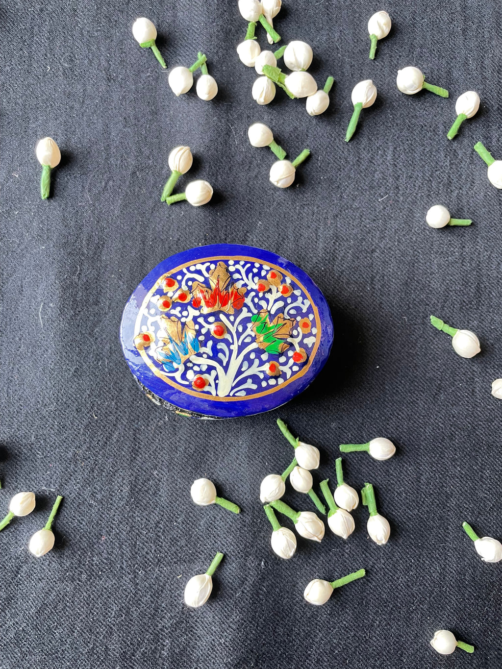 Papier-Mâché Trinket Box — Hand-Painted