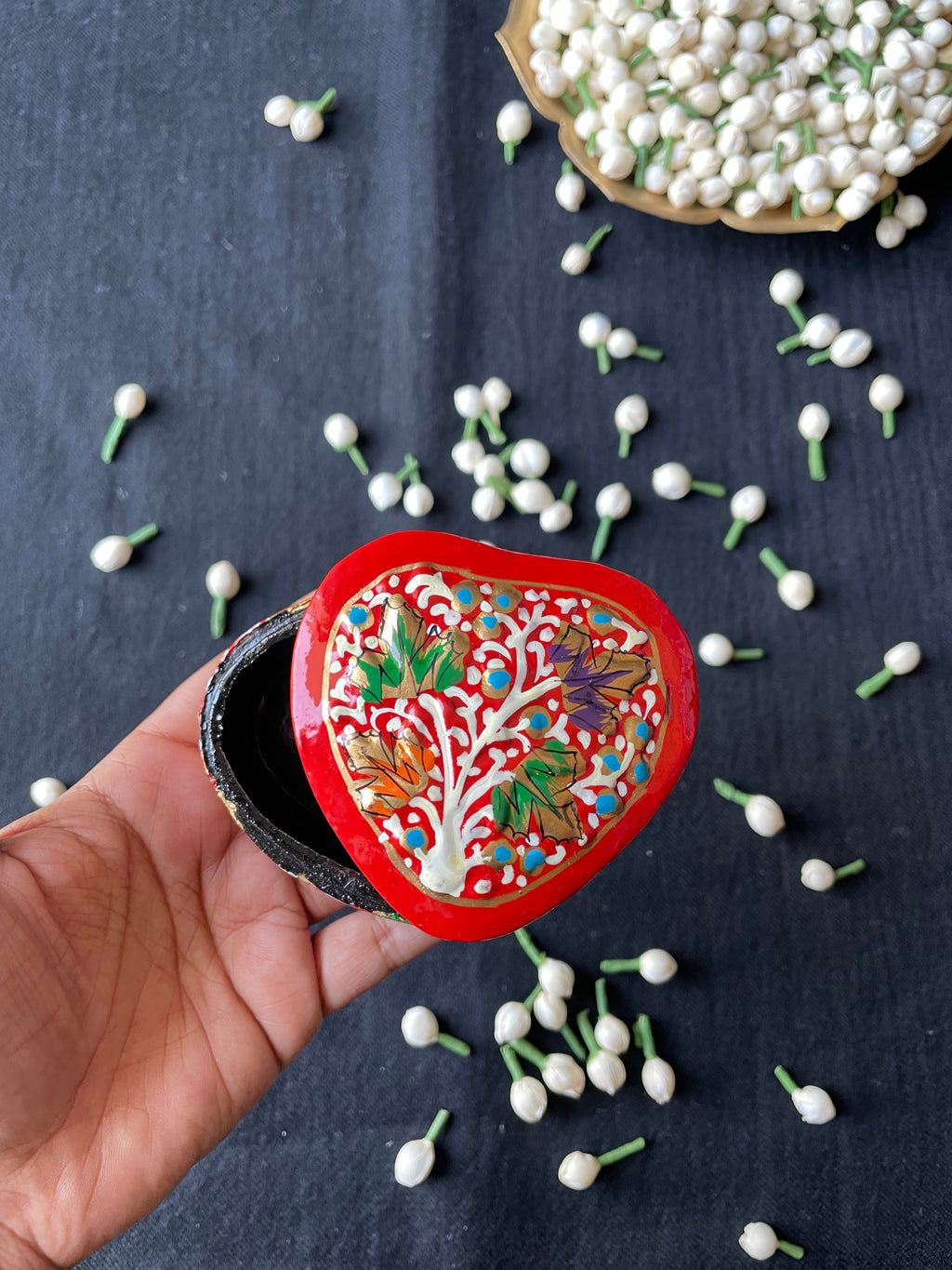 Papier-Mâché Trinket Box — Hand-Painted