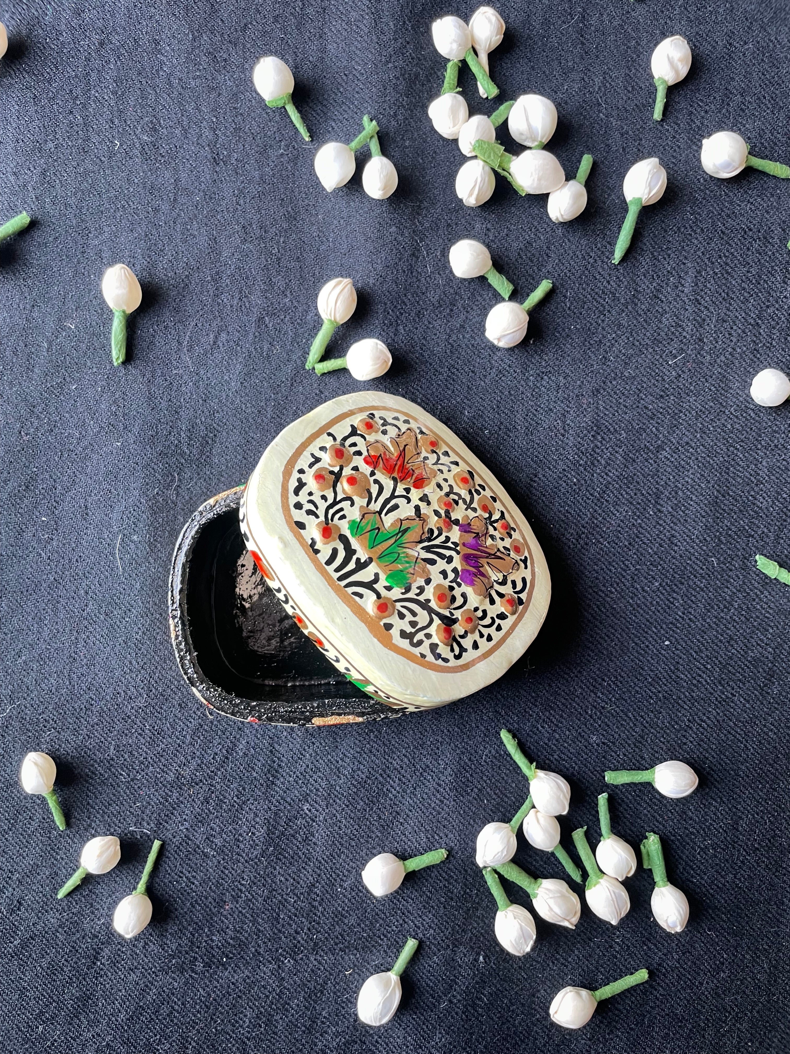 Papier-Mâché Trinket Box — Hand-Painted