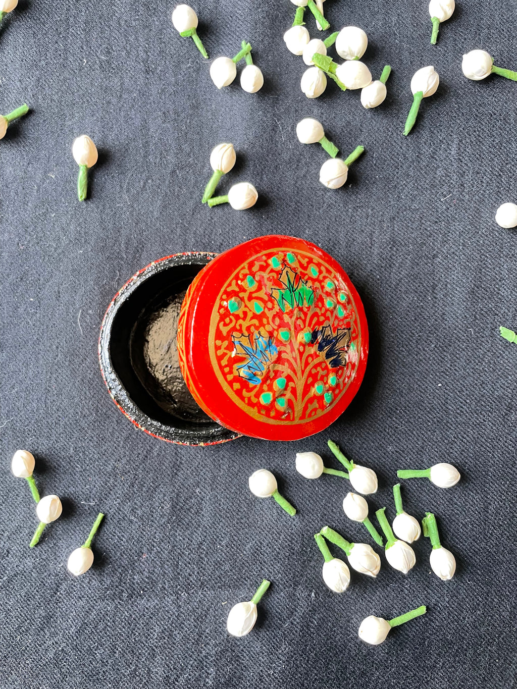 Papier-Mâché Trinket Box — Hand-Painted