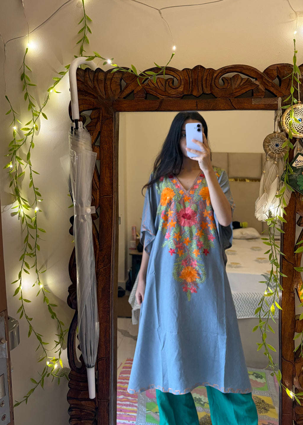 Crushed Cotton Kashmiri Kaftan - Aari