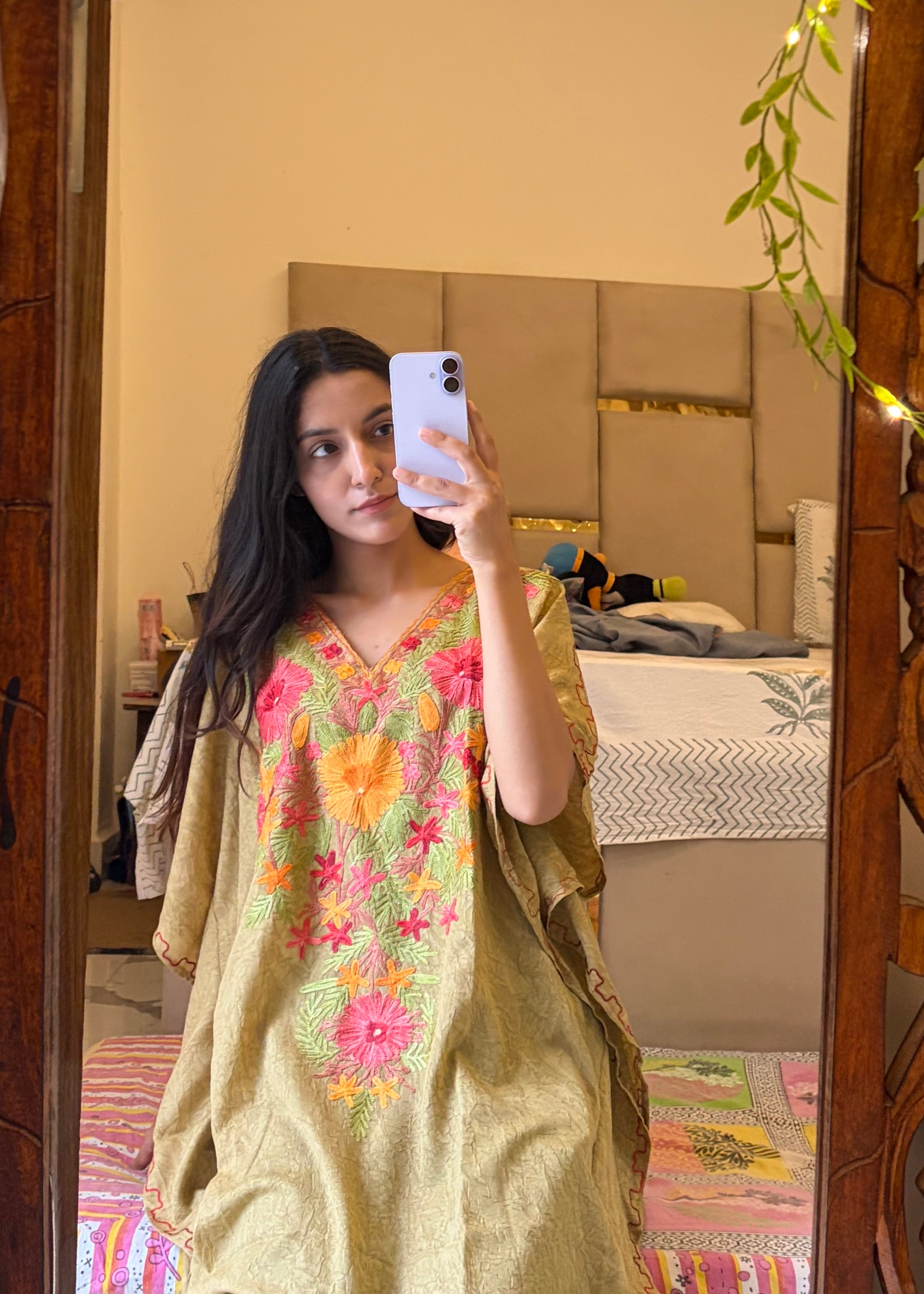 Crushed Cotton Kashmiri Kaftan - Aari