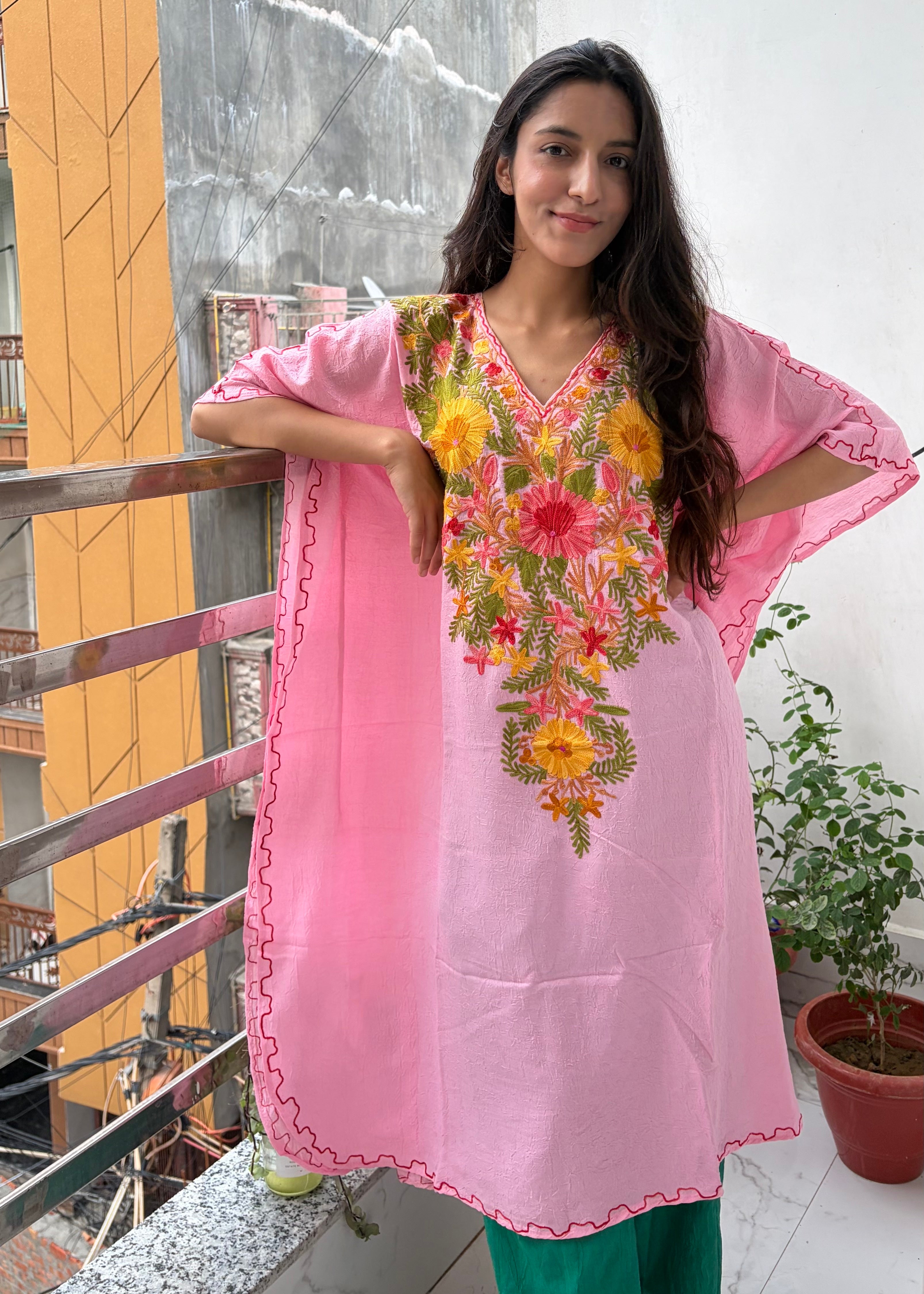 Crushed Cotton Kashmiri Kaftan - Aari