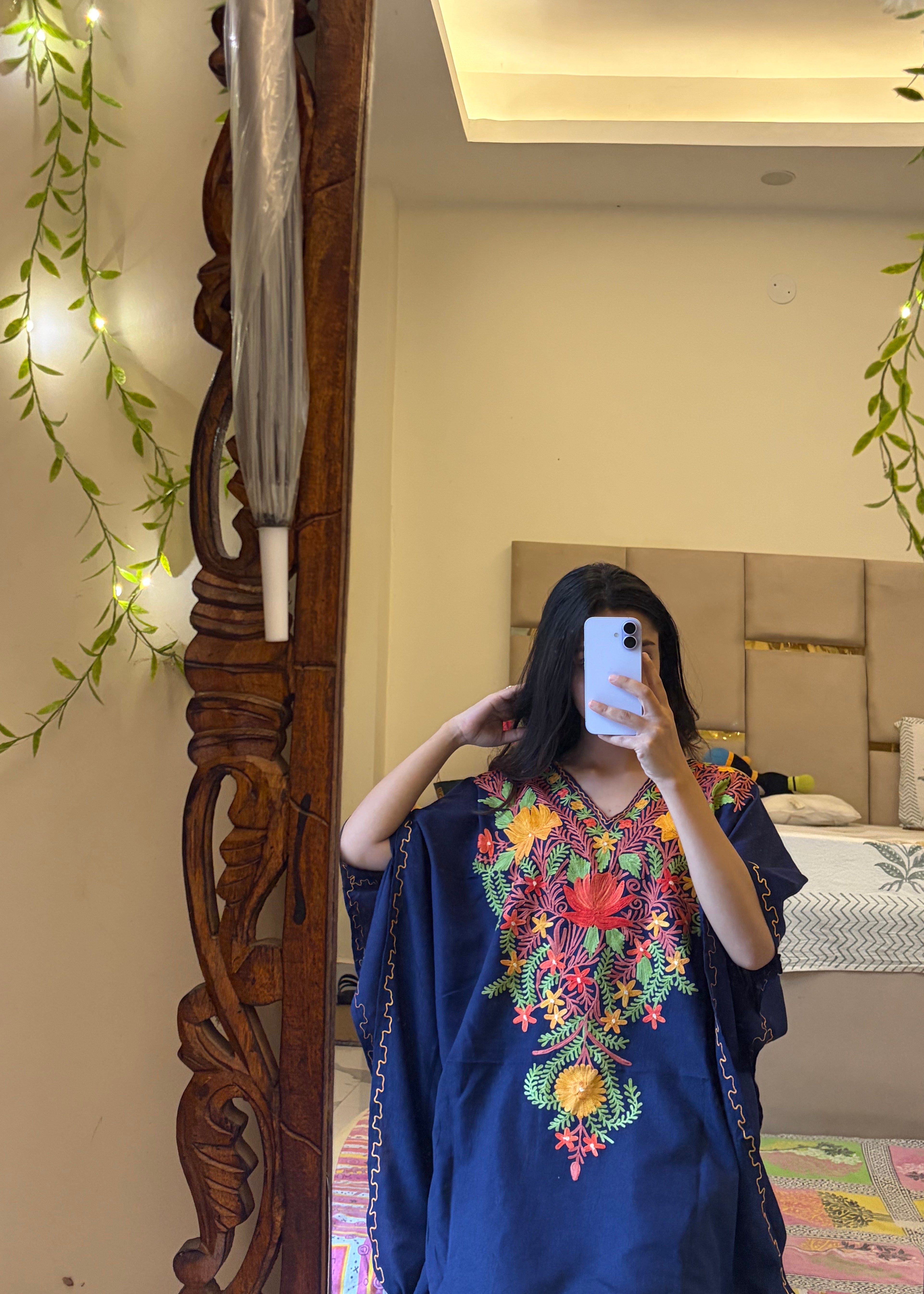 Crushed Cotton Kashmiri Kaftan - Aari