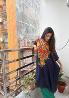 Crushed Cotton Kashmiri Kaftan - Aari