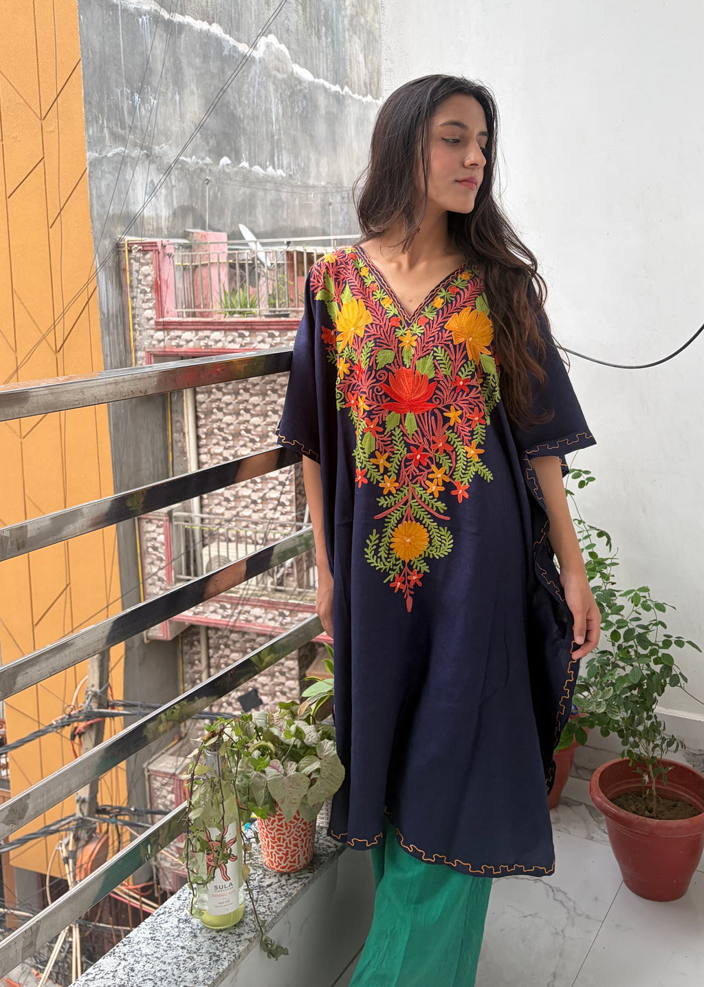 Crushed Cotton Kashmiri Kaftan - Aari