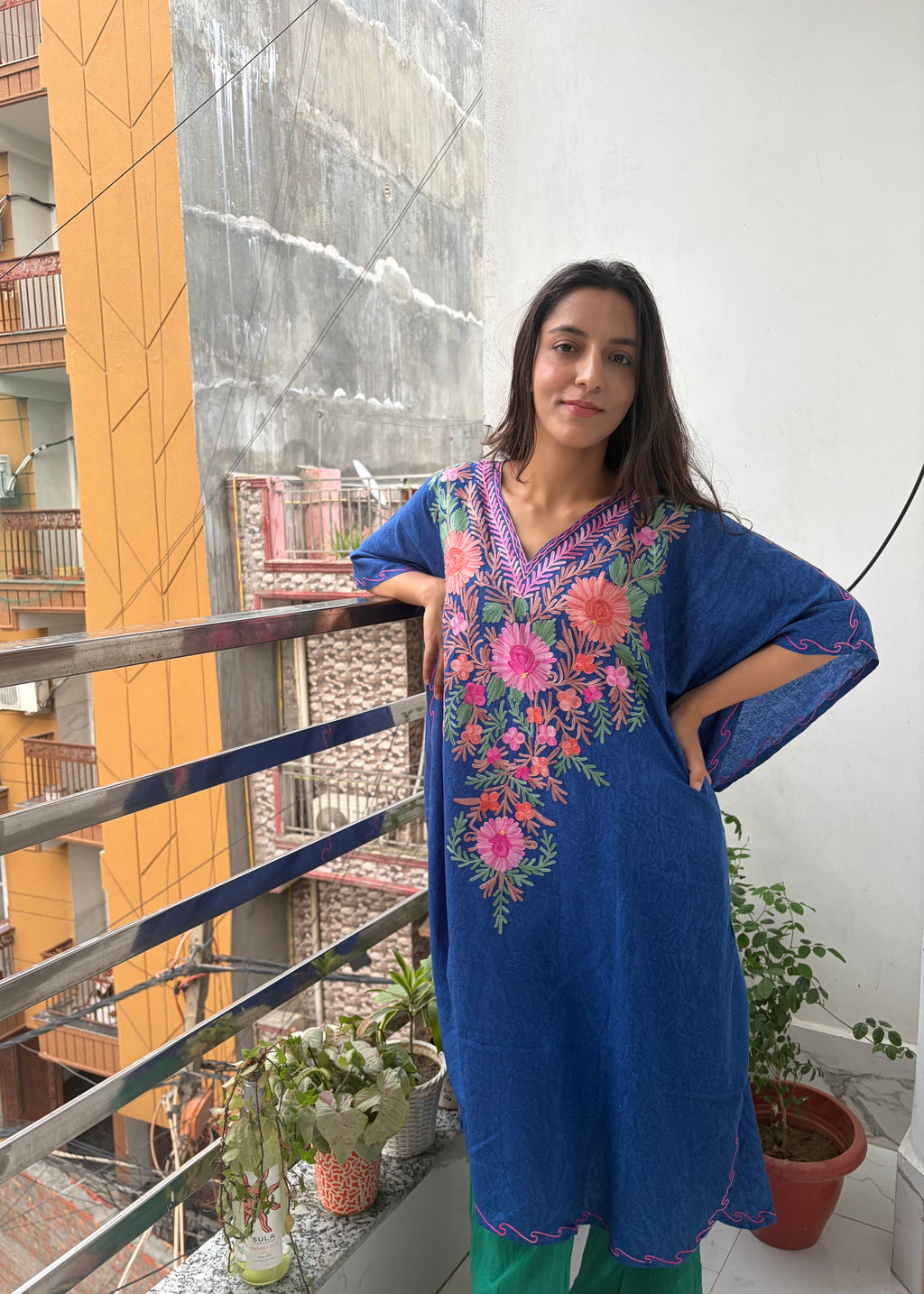 Crushed Cotton Kashmiri Kaftan - Aari