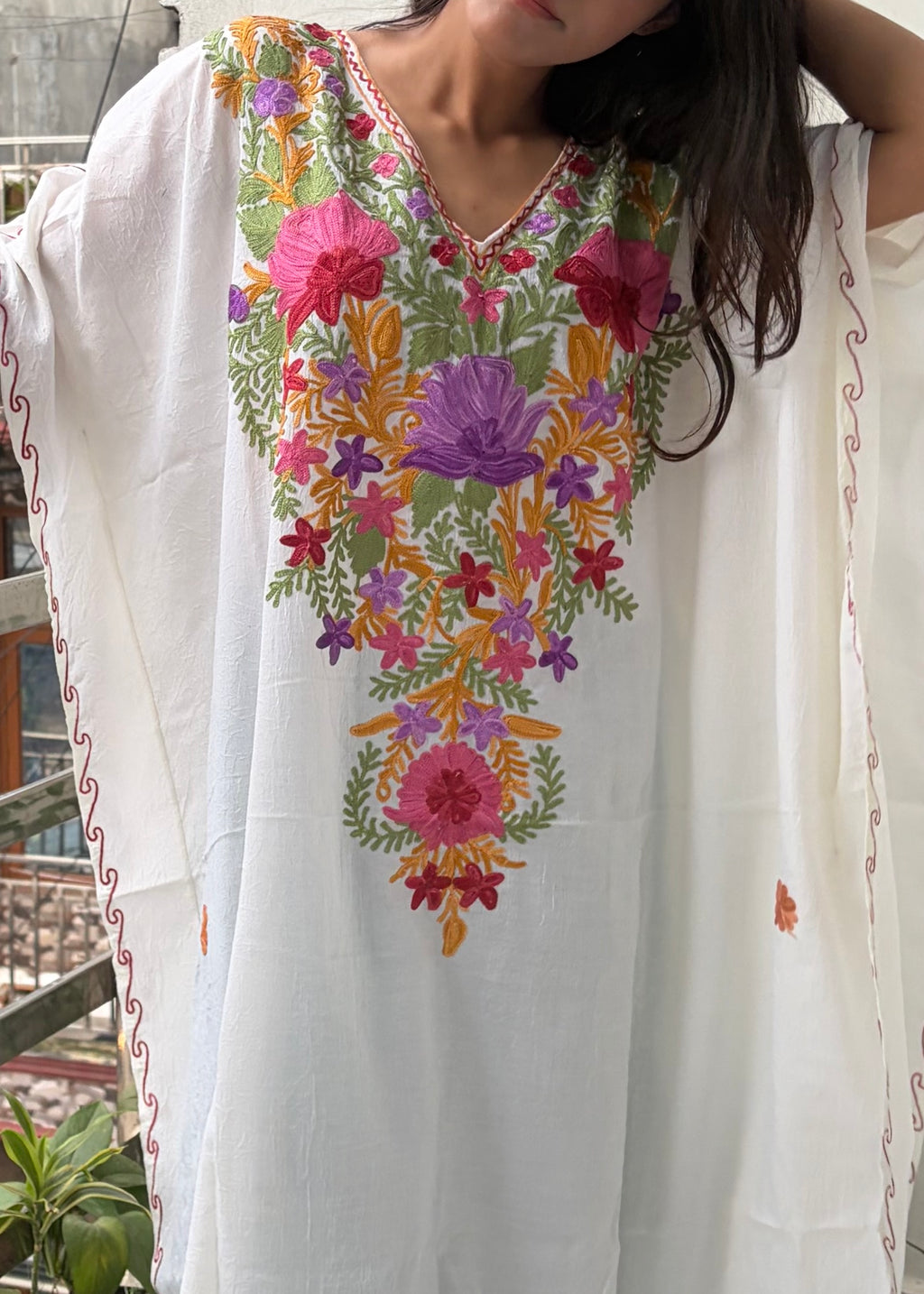 Crushed Cotton Kashmiri Kaftan - Aari