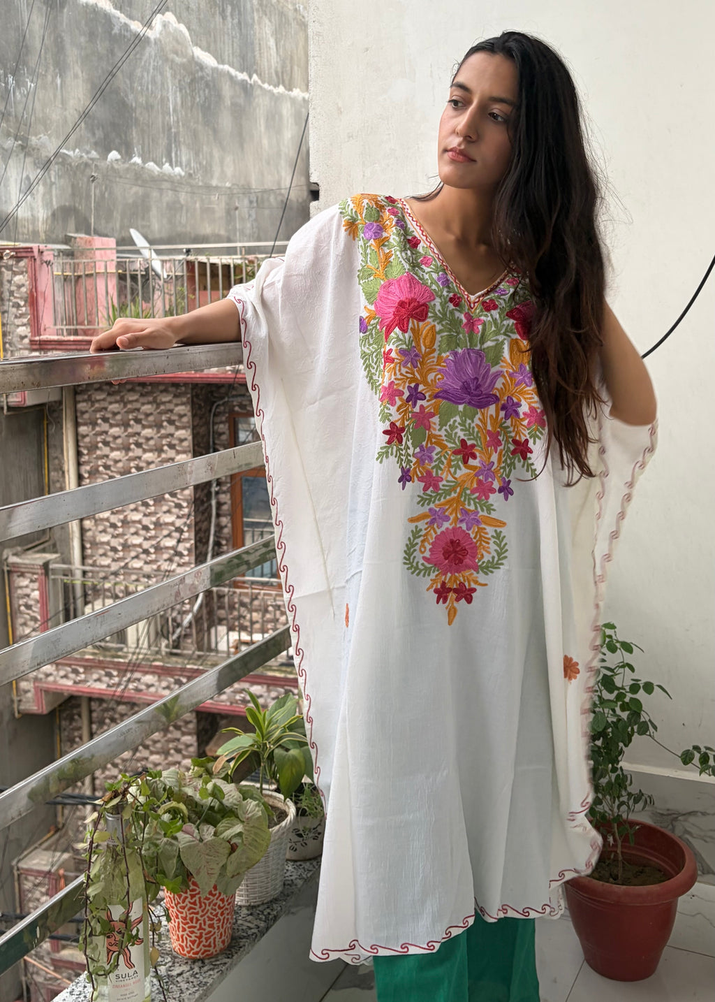 Crushed Cotton Kashmiri Kaftan - Aari