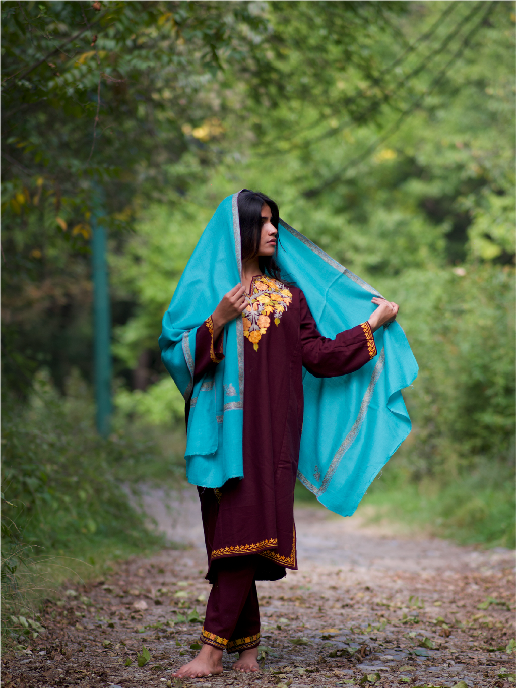 Kashmiri Lambswool | Sozni Stole Neemdore | Premium Heritage