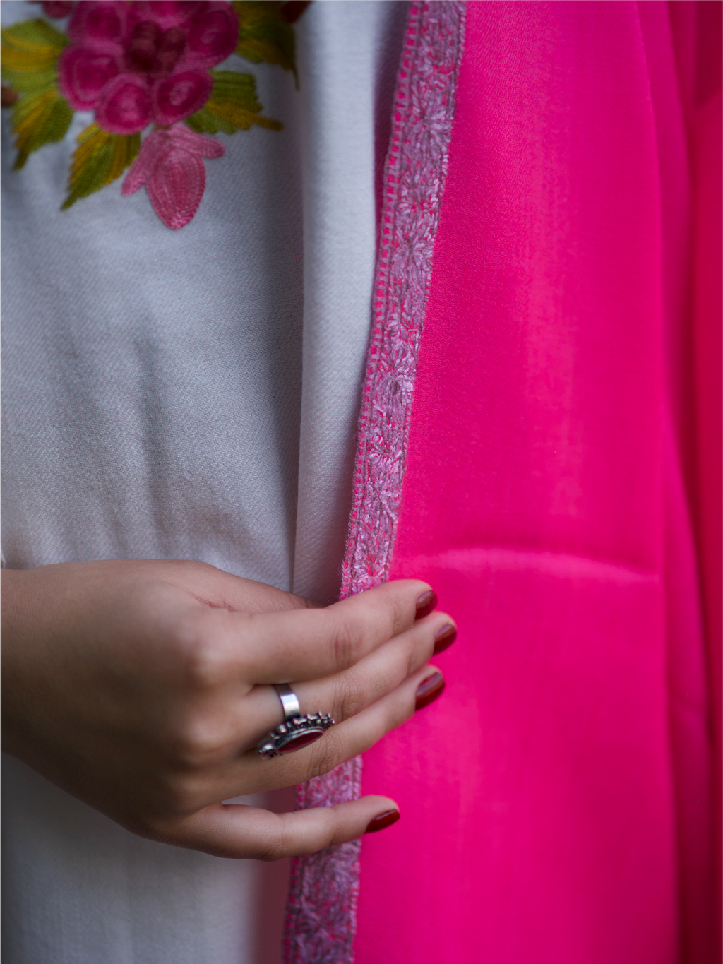 Kashmiri Lambswool | Sozni Stole Neemdore | Premium Heritage